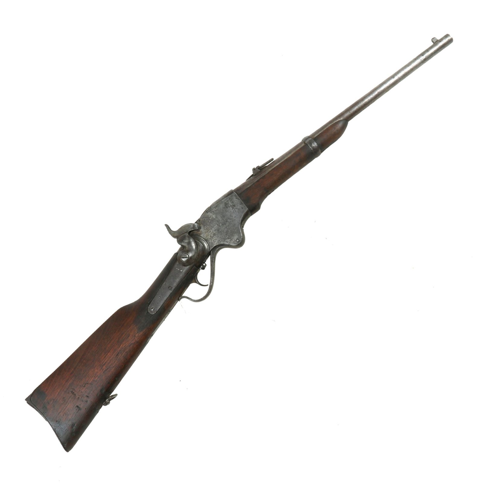 Buy Original U.S. Indian Wars Burnside Rifle Co. Model 1865 Spencer Repeating Saddle-Ring Carbine with Stabler Cut-off - Serial 7801 | Original Firearms Antique For Sale