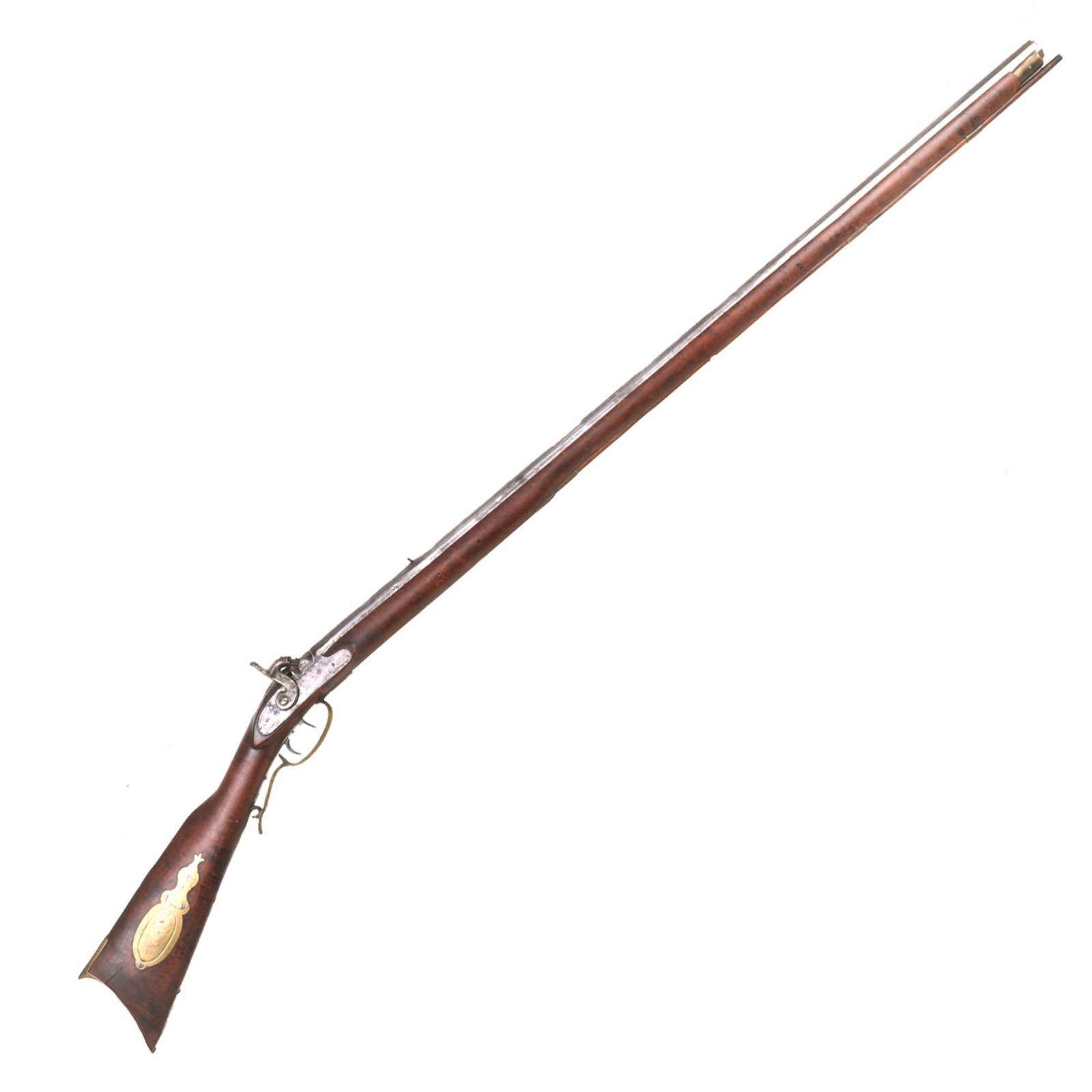 Buy Original U.S. Pennsylvania Percussion Hunting Rifle with Tiger Flame Maple Stock and Set Trigger - circa 1850 | Original Firearms Antique For Sale