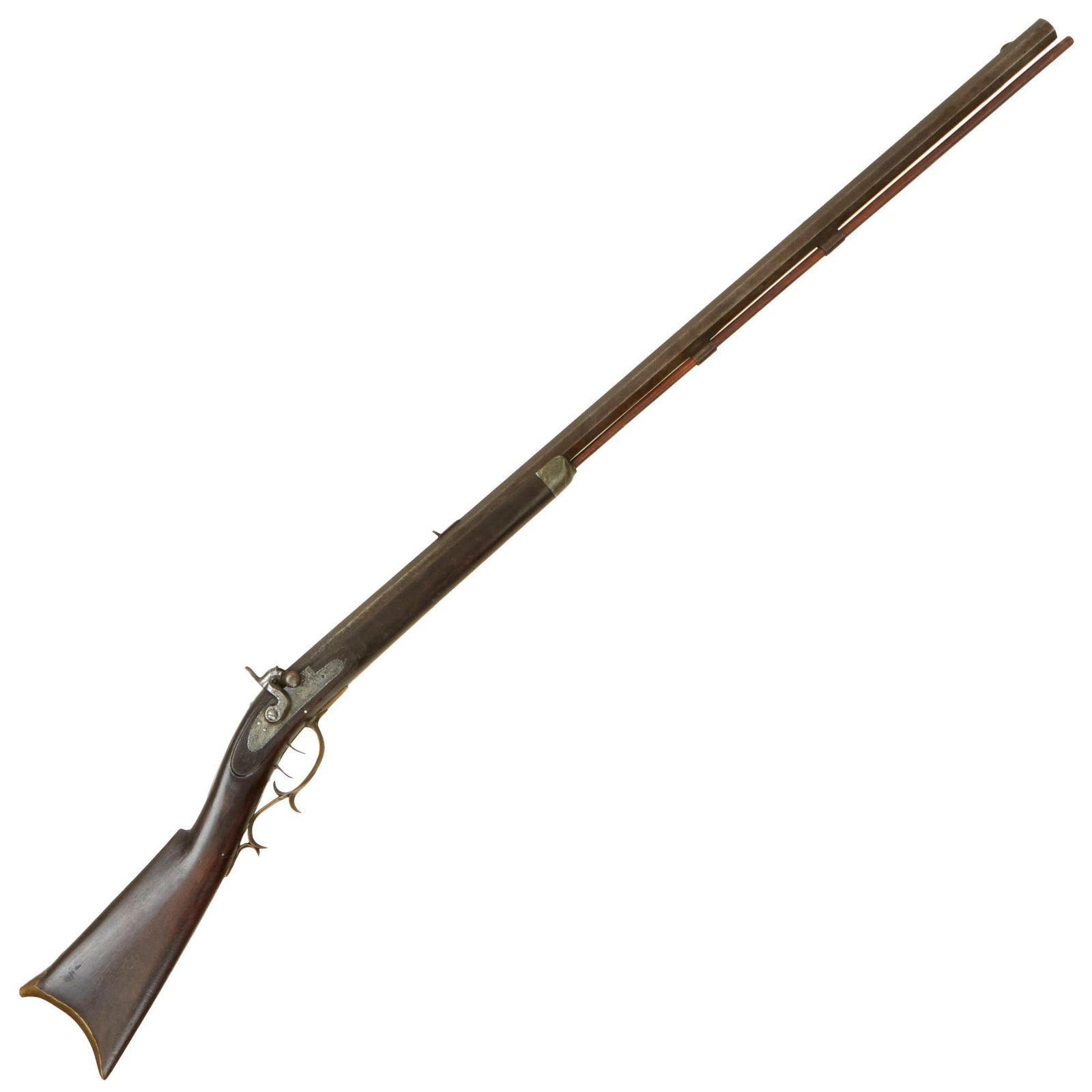 Buy Original U.S. Half Stocked Percussion Hunting Rifle by H.W. White with Trade Lock by Golcher & Set Trigger - circa 1840 | Original Firearms Antique For Sale