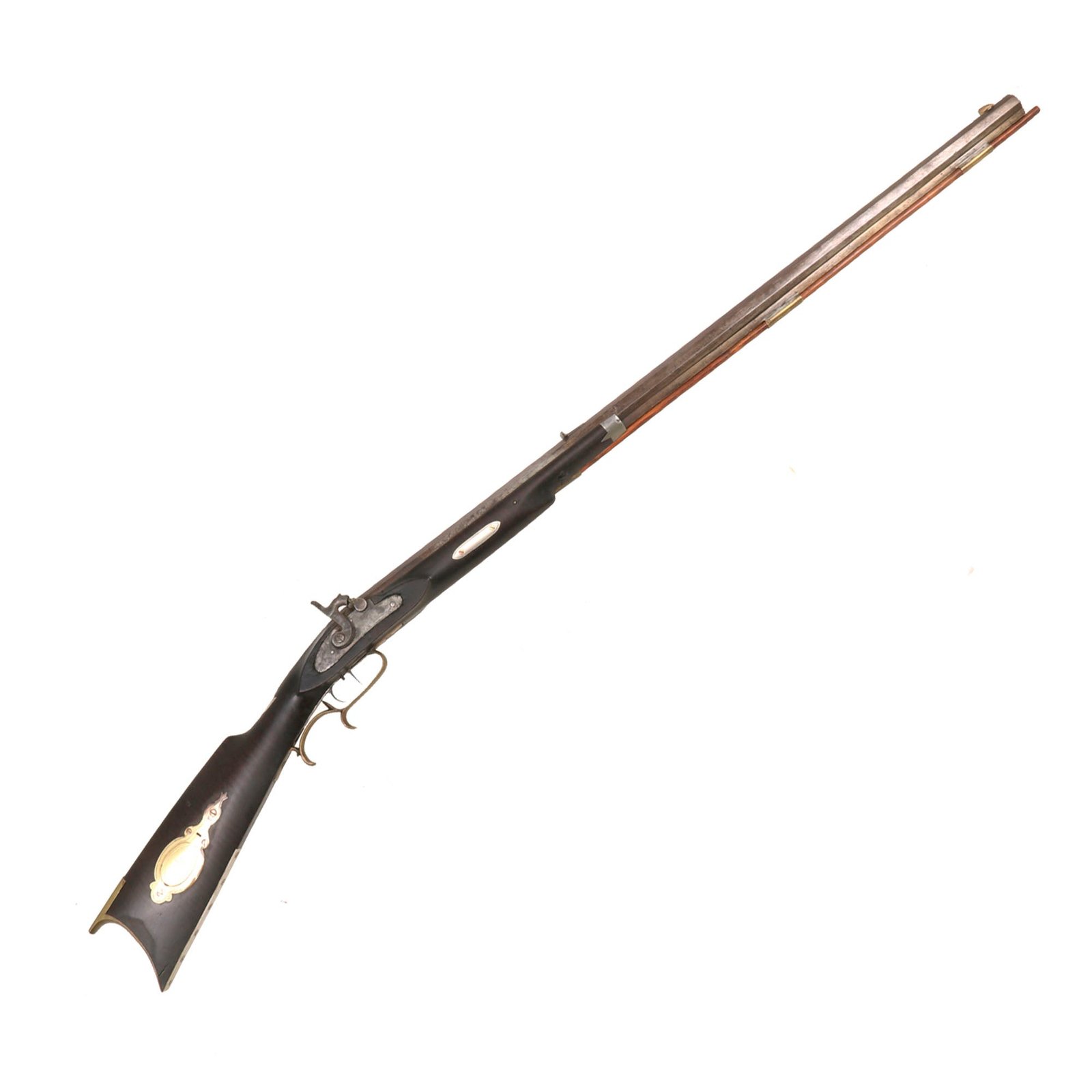 Buy Original U.S. Pennsylvania Percussion Hunting Rifle with Tiger Flame Maple Half Stock and Set Trigger - circa 1850 | Original Firearms Antique For Sale