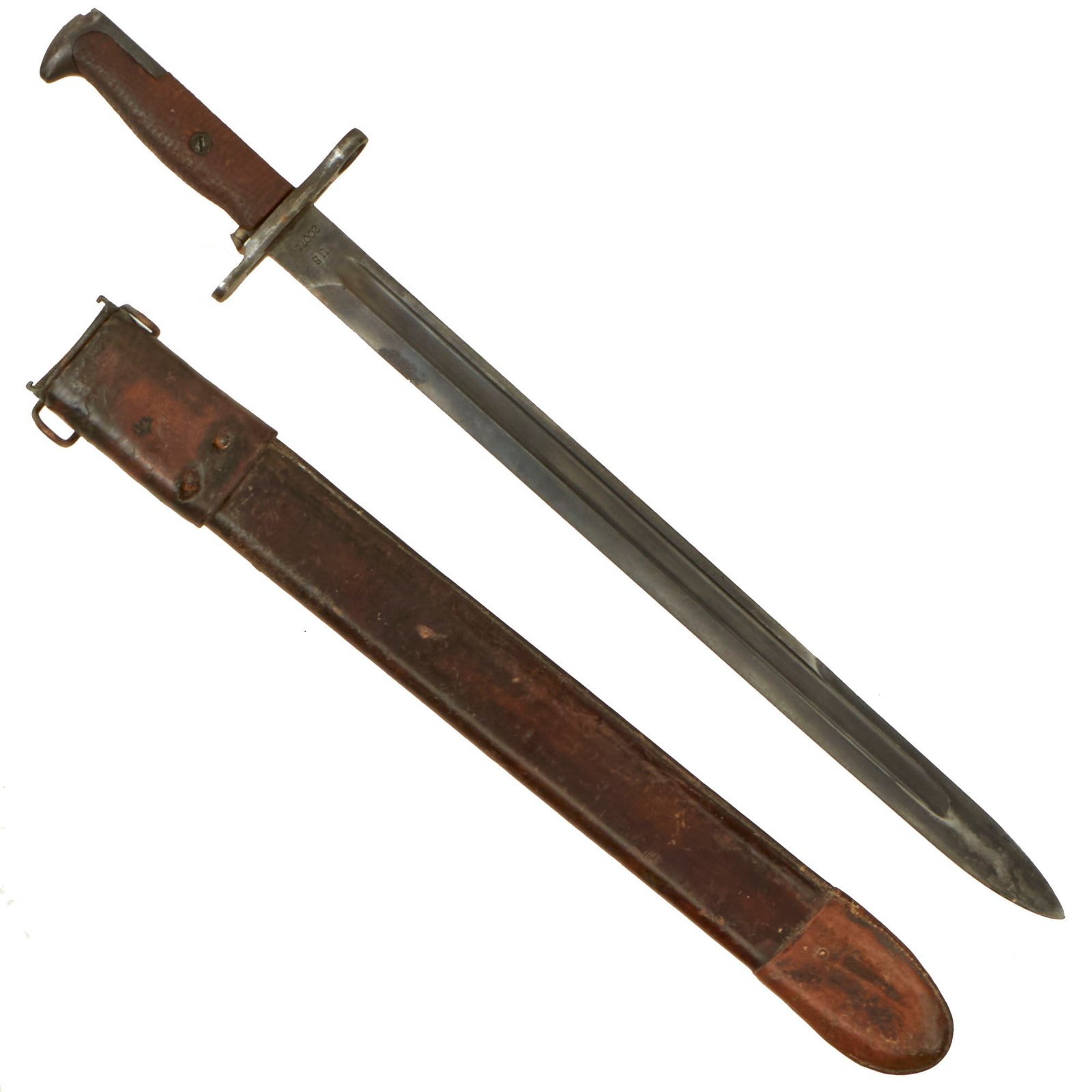 Buy Original U.S. WWI M1905 Springfield 16 inch Rifle Bayonet by R.I.A. with Updated 1st Pattern 1907-Dated M1906 Scabbard by R.I.A. - Dated 1911 | Original Firearms Antique For Sale