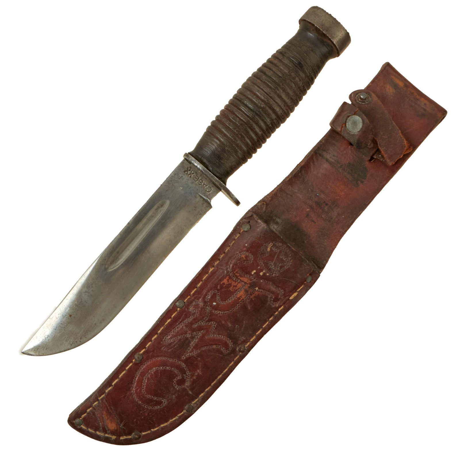 Buy Original U.S. WWII Case 337-6”Q Fighting Knife in Inscribed Leather Sheath - Quartermaster “Q” Knife | Original Firearms Antique For Sale