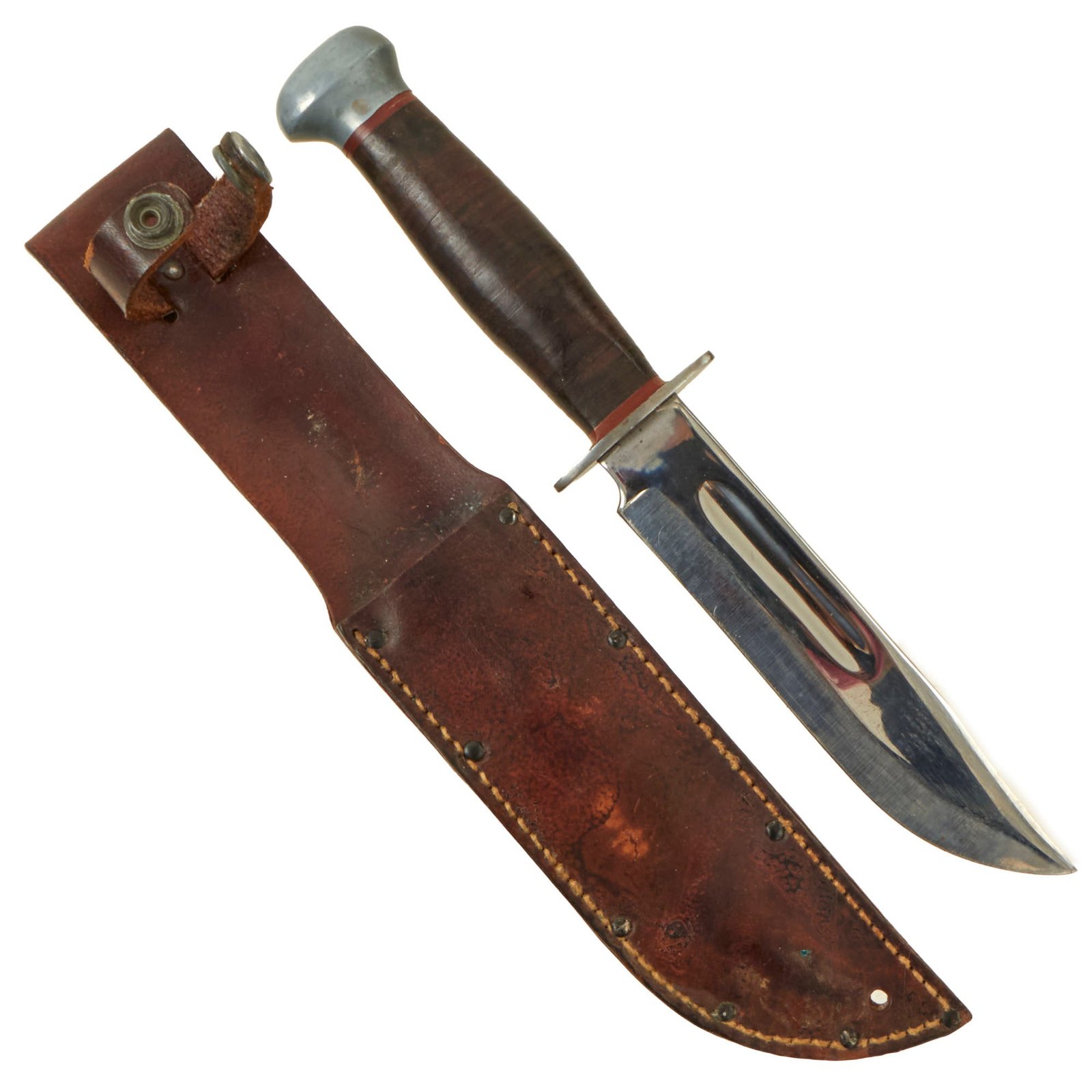 Buy Original U.S. WWII PAL RH-36 MkII-Style Fighting Knife with Leather Belt Scabbard | Original Firearms Antique For Sale