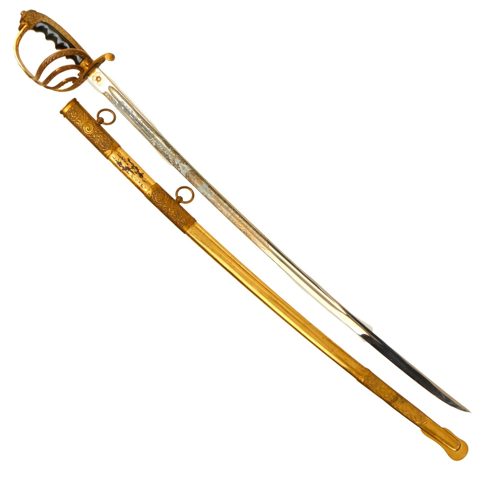 Buy Original U.S. WWII Extravagant 1902 Eagle’s Head Officer’s Sword with Ruby Eyes Presented to Colonel Walter S. Wood, 2x Legion of Merit Recipient - Commanded Liaison Team in Salween Campaign | Original Firearms Antique For Sale