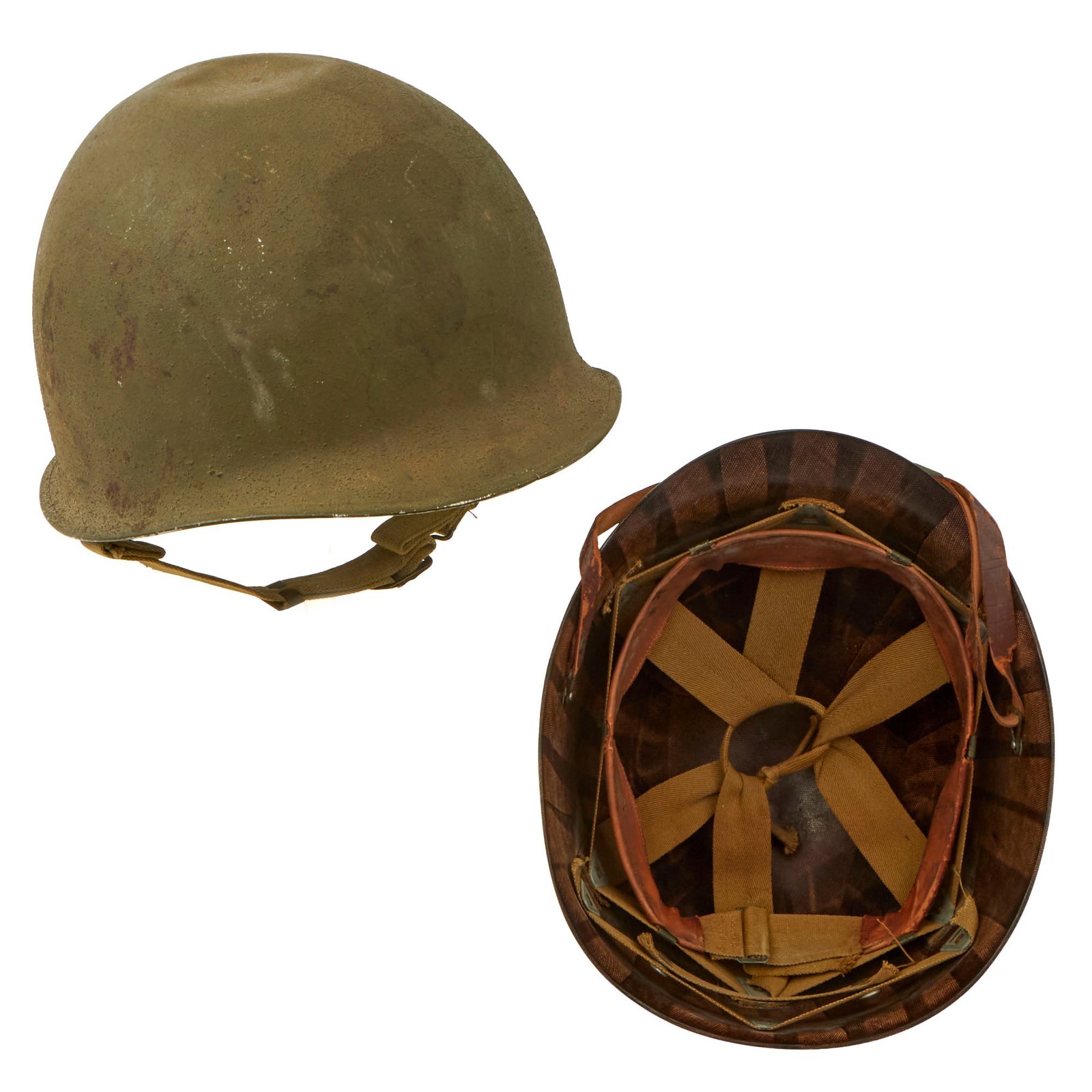 Buy Original U.S. WWII 1942 Complete M1 McCord Front Seam Fixed Bale Helmet with Rare Inland Liner | Original Firearms Antique For Sale