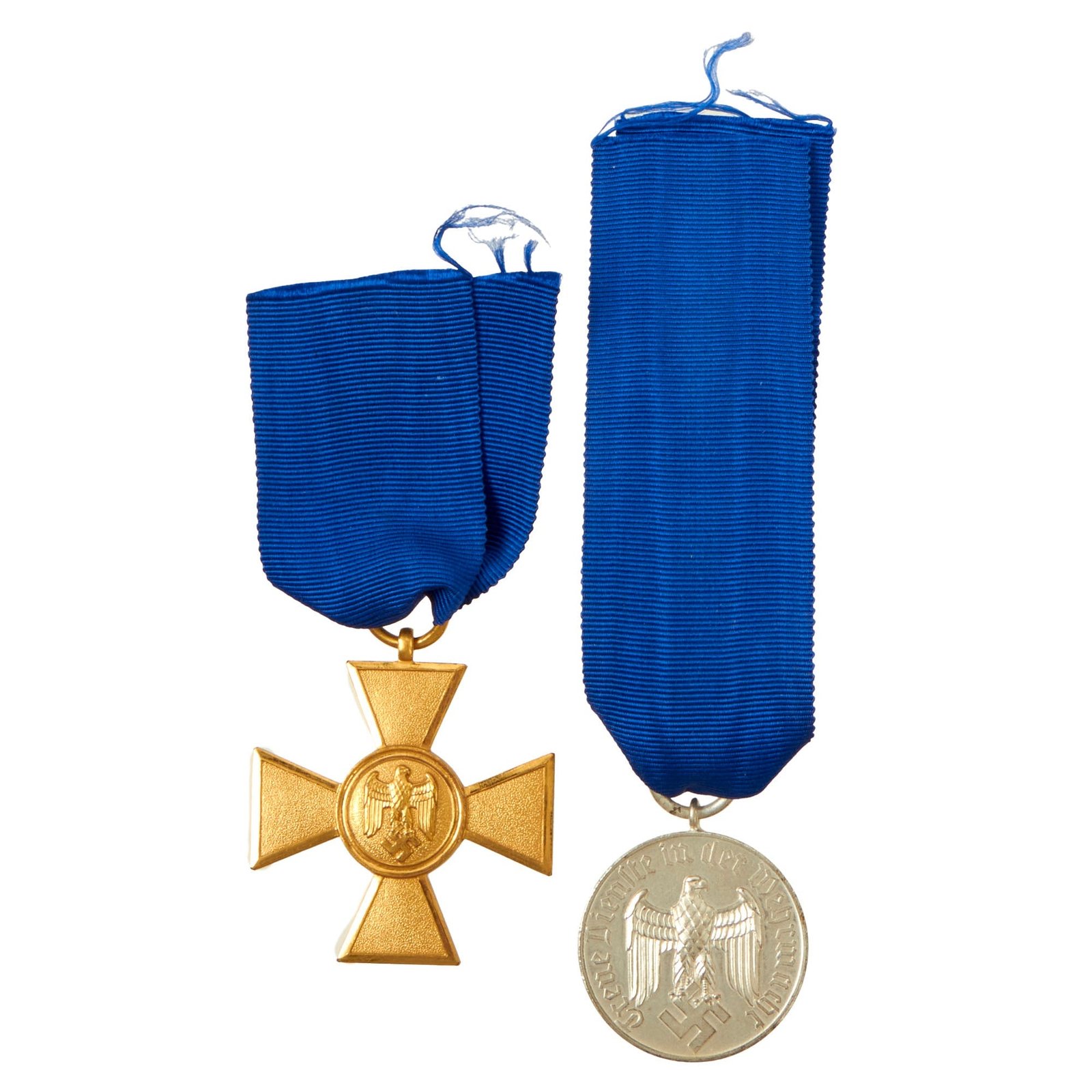 Buy Original German WWII Wehrmacht Year Long Service Award Set with Ribbons - 25 Year 1st Class and 4 Year 4th Class | Original Firearms Antique For Sale