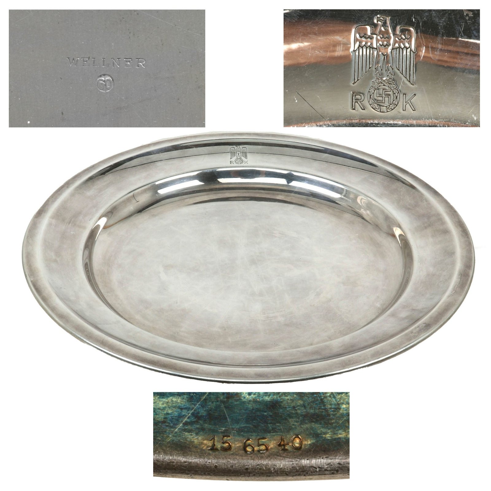 Buy Original German WWII Silver Serving Tray from the NSDAP Reich Chancellery by Wellner | Original Firearms Antique For Sale