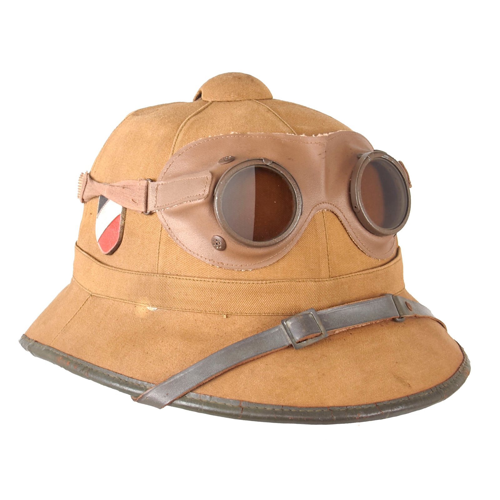 Buy Original German WWII 1941 Dated First Model DAK Afrikakorps Sun Helmet with Ultrasin Goggles - Size 55 | Original Firearms Antique For Sale