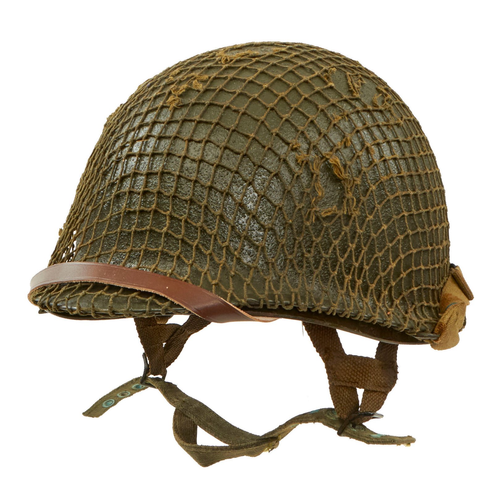 Buy Original U.S. WWII Rear Seam Swivel Bale McCord M1 Helmet with Converted Paratrooper Seaman Paper Company Liner with Korean War Name & Serial Number | Original Firearms Antique For Sale
