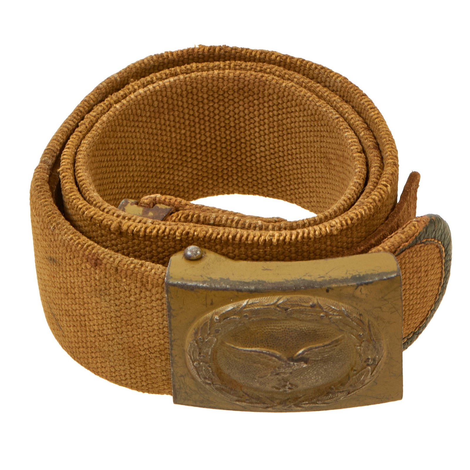 Buy Original German WWII Rare Luftwaffe Afrikakorps DAK Web Belt with EM/NCO Painted Steel Buckle | Original Firearms Antique For Sale