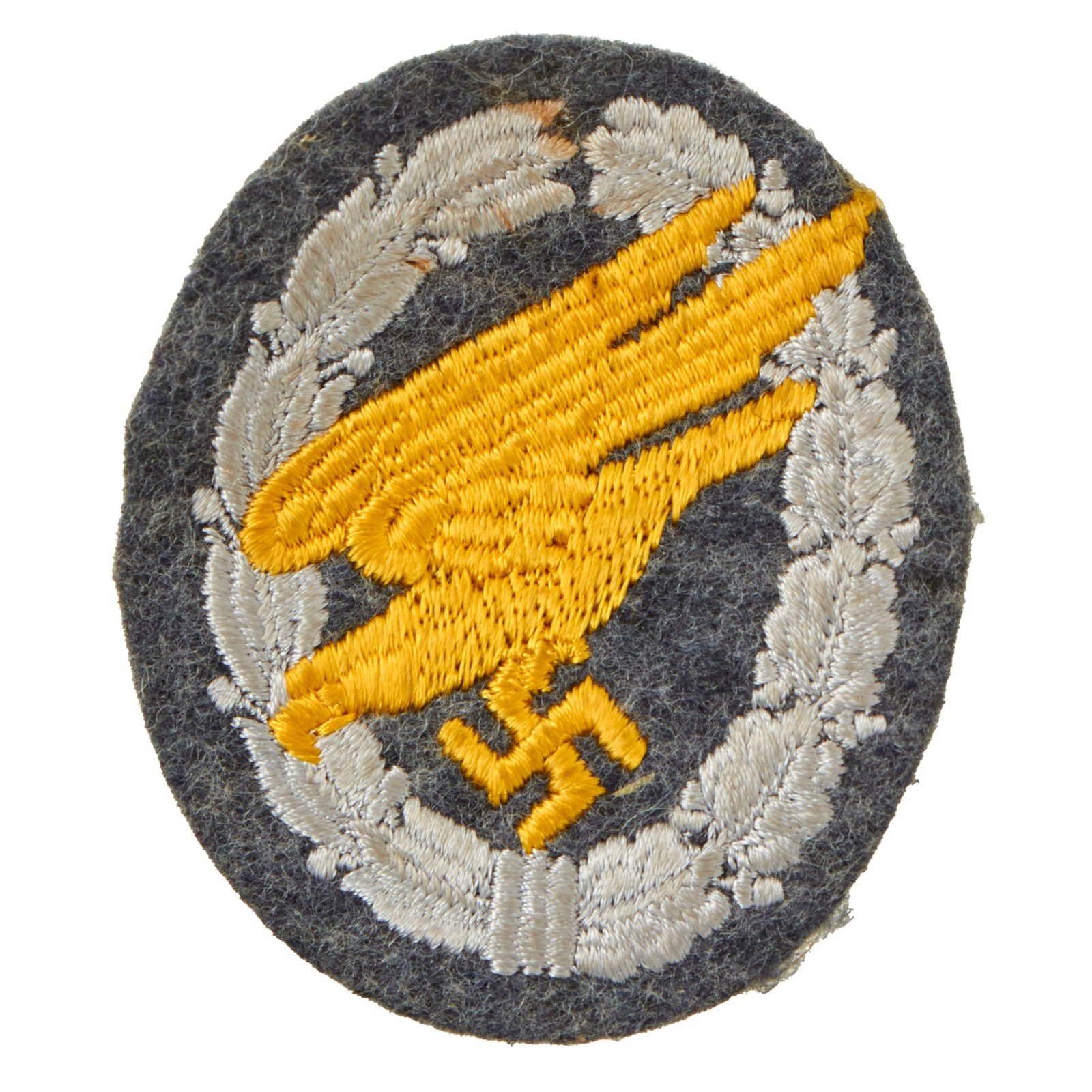 Buy Original German WWII Luftwaffe Embroidered Cloth Fallschirmjäger Paratrooper Badge - Parachutist Badge | Original Firearms Antique For Sale