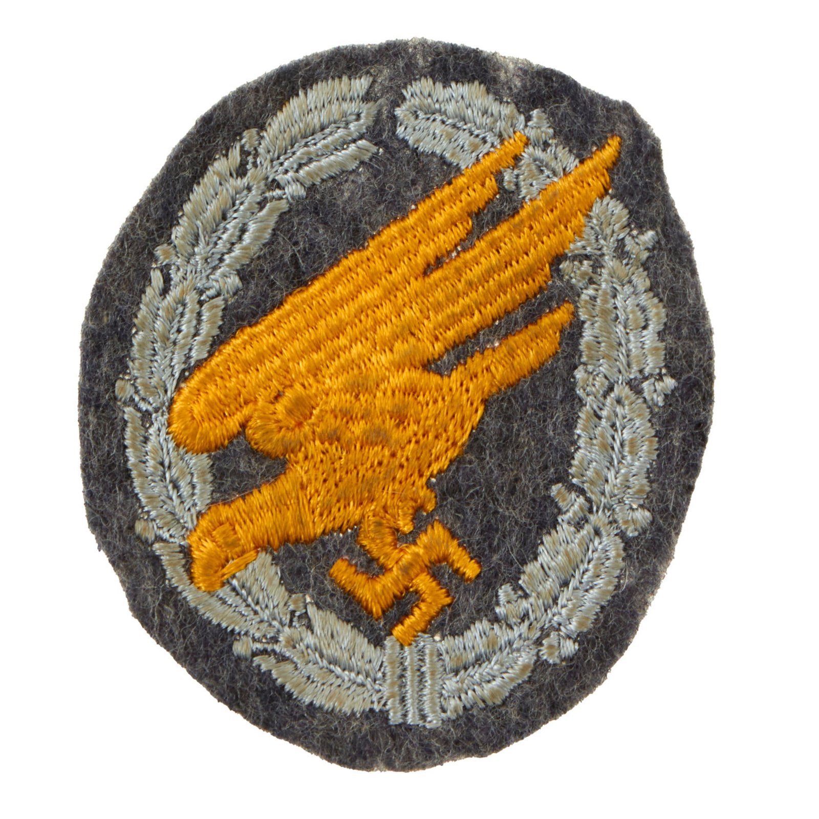 Buy Original German WWII Luftwaffe Embroidered Cloth Fallschirmjäger Paratrooper Badge - Parachutist Badge | Original Firearms Antique For Sale