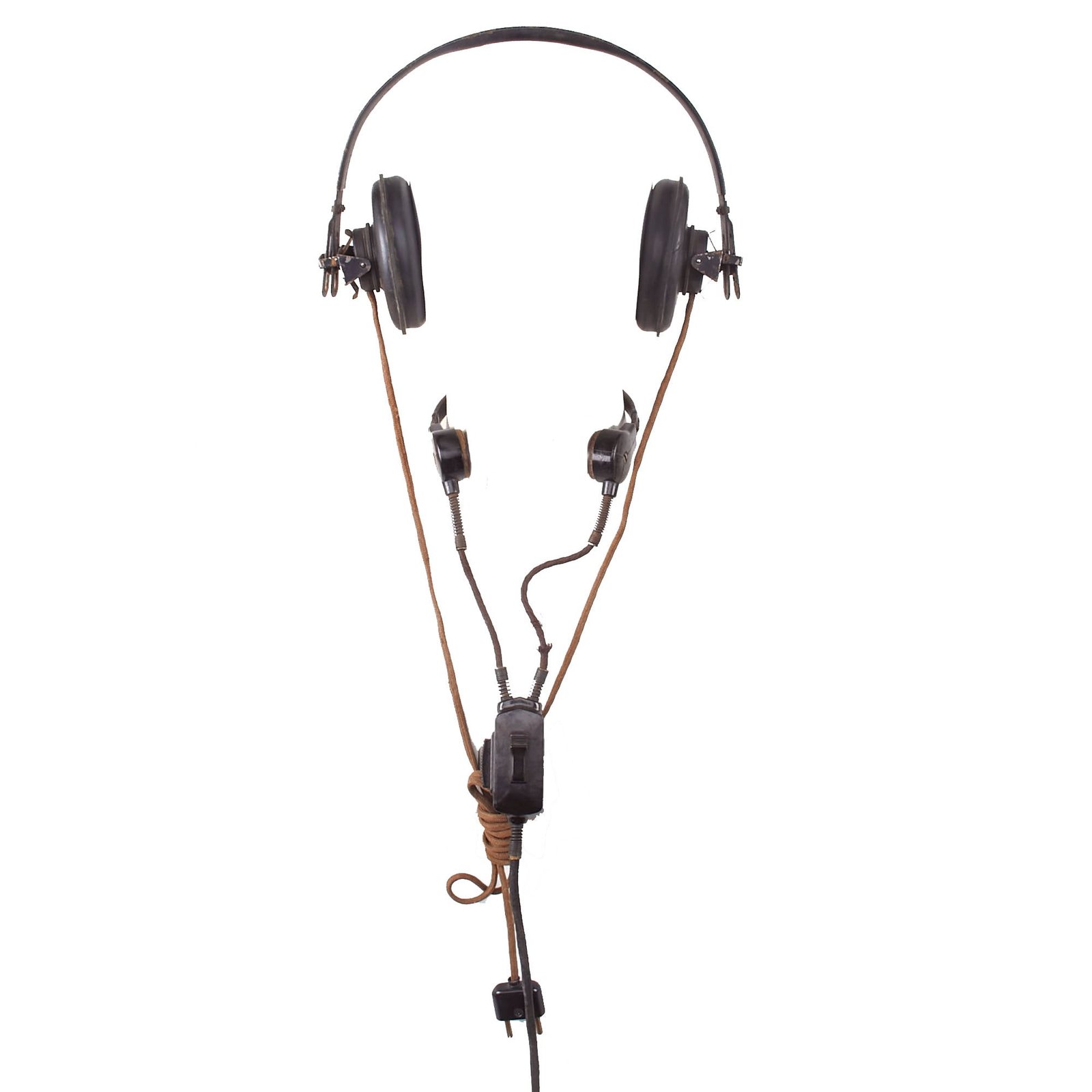 Buy Original German WWII Panzer Armored Vehicle Model B Headset with Throat Mic | Original Firearms Antique For Sale