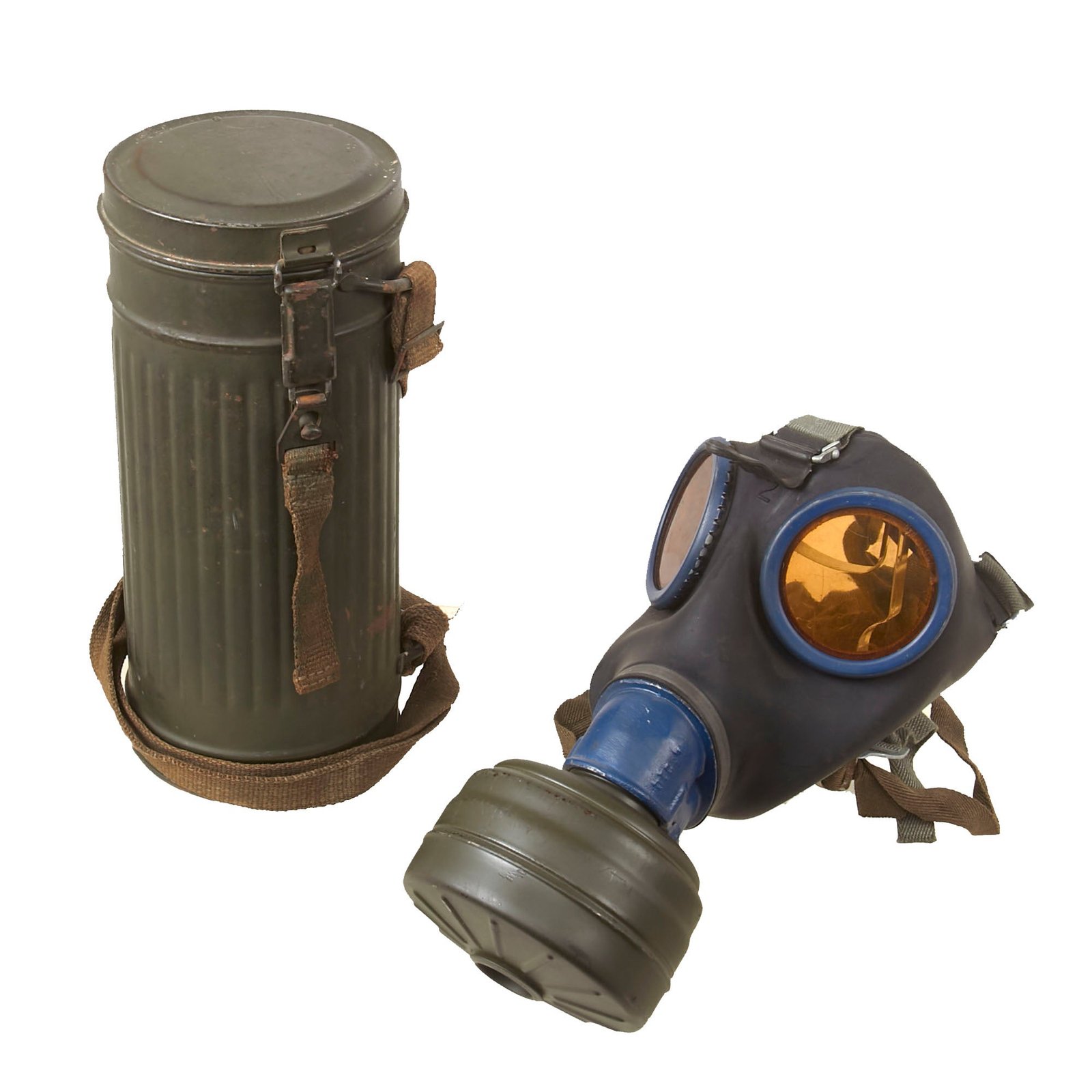 Buy Original German WWII Named M30 3rd Model Size 2 Gas Mask with Fe 41 Filter and Canister - Dated 1944 | Original Firearms Antique For Sale