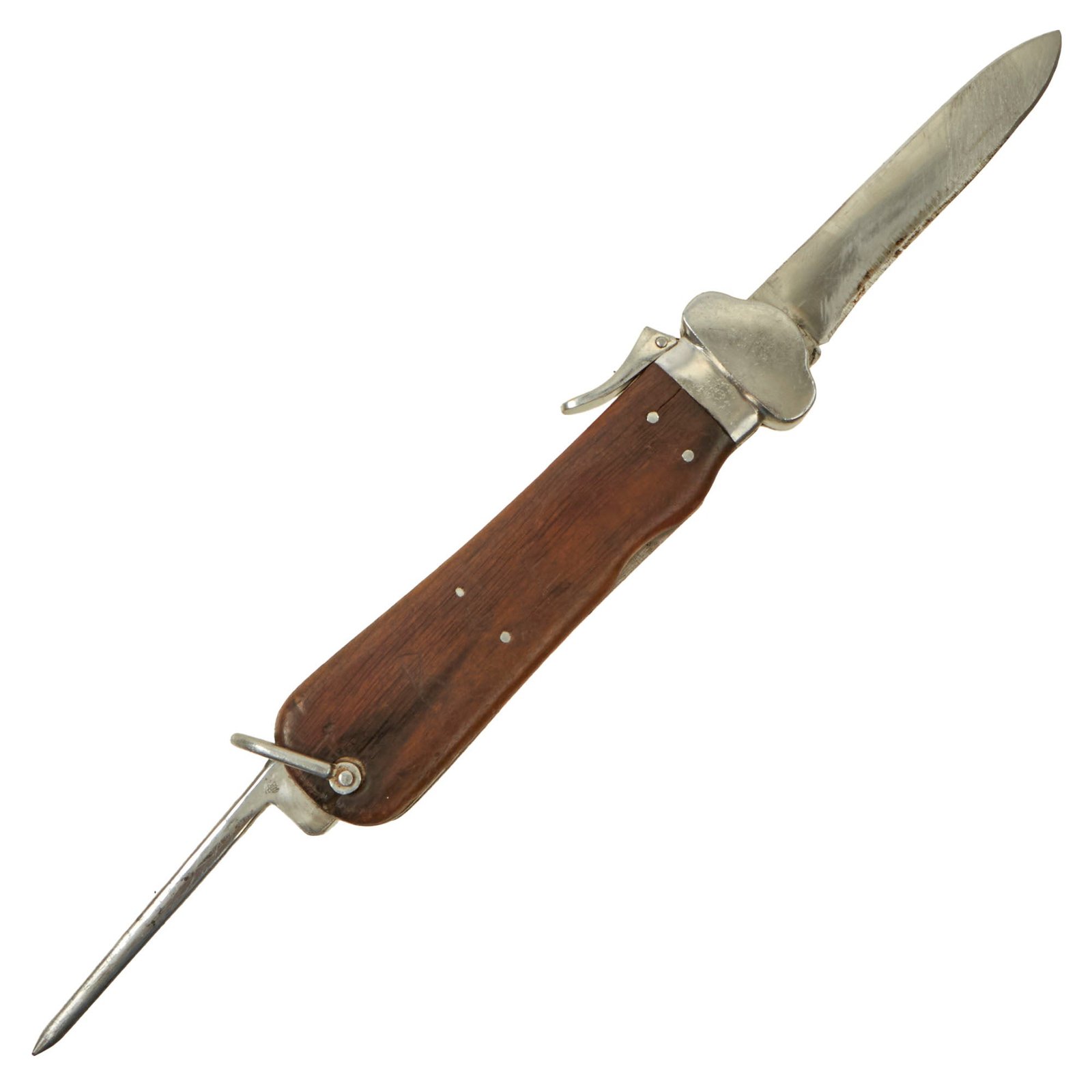 Buy Original German WWII Luftwaffe Gravity Knife by Rare Maker F. & A. Helbig with Modified Blade & Heavy Wear | Original Firearms Antique For Sale