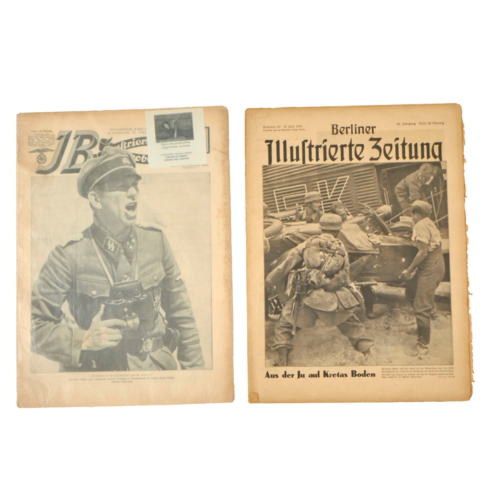 Buy Original German WWII Newspaper Set: Illustrierter Beobachter 8 May 1941 and Berliner Illustrierte Zeitung 12 June 1941 | Original Firearms Antique For Sale