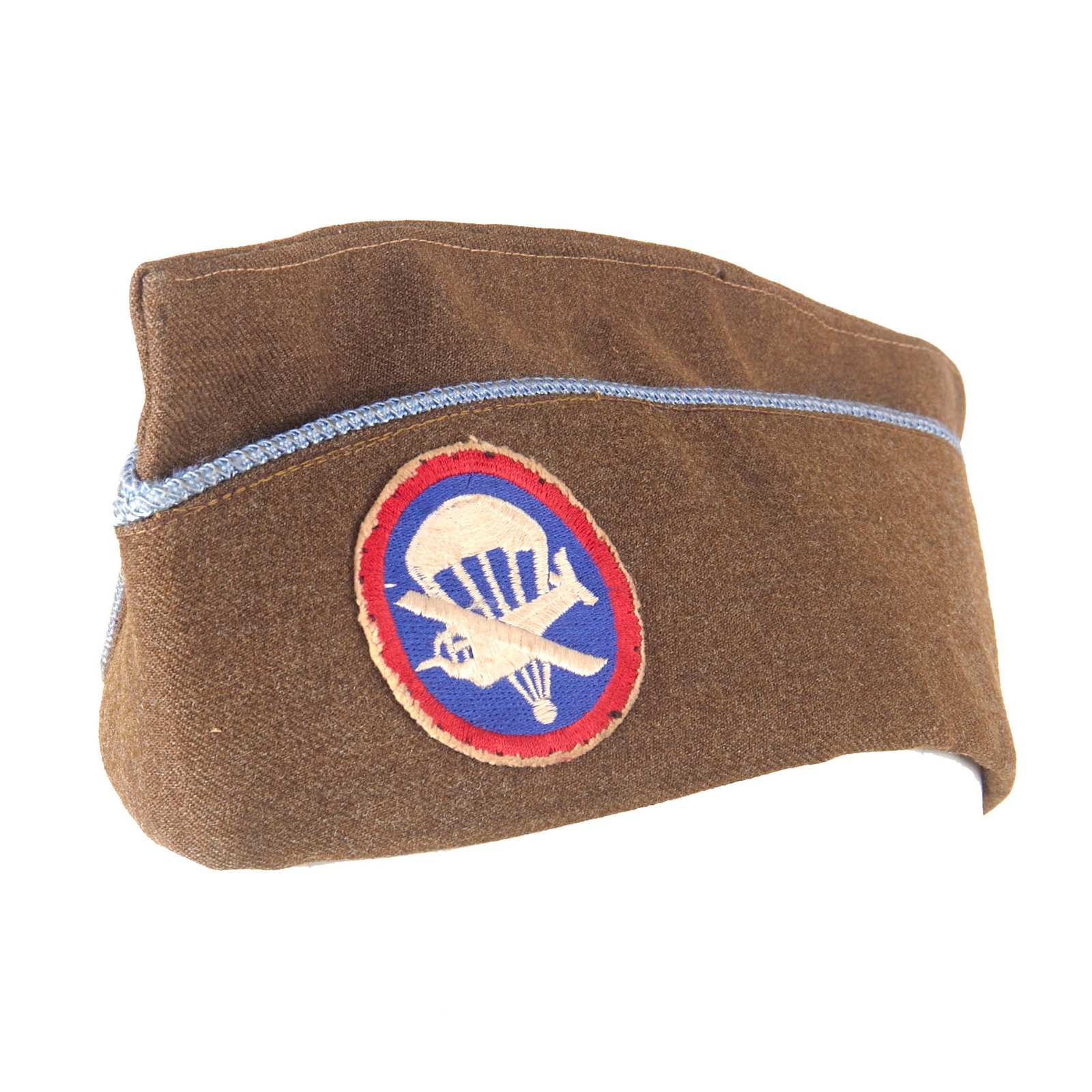 Buy Original U.S. WWII Airborne Enlisted Garrison Cap with Infantry Piping & Paratrooper / Glider Patch - Size 7¼ | Original Firearms Antique For Sale