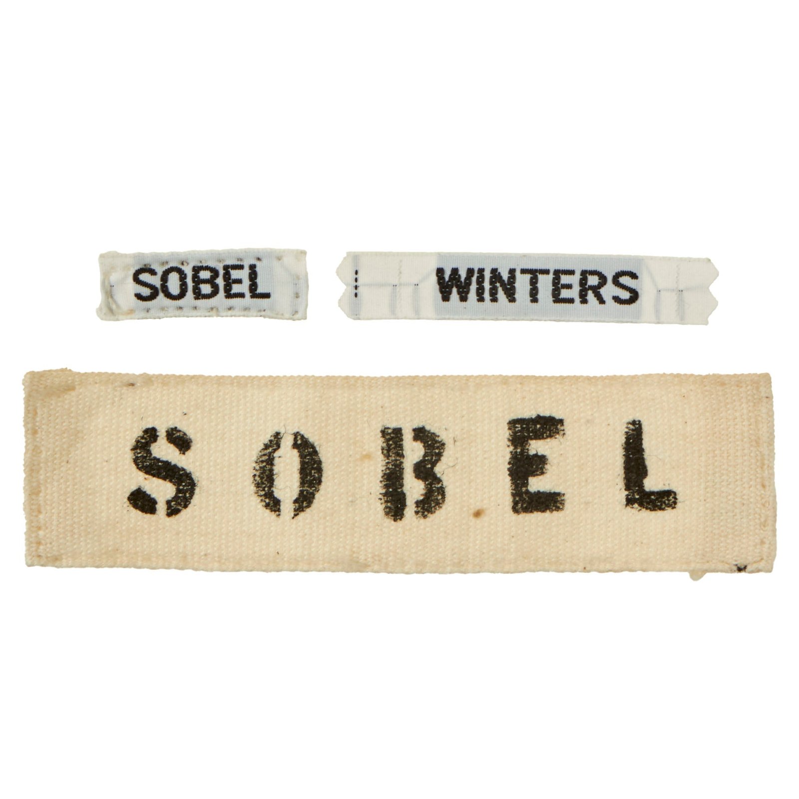 Buy Original U.S. Band of Brothers Sobel Name Tape & Winters Jacket Tag Used in Show | Original Firearms Antique For Sale