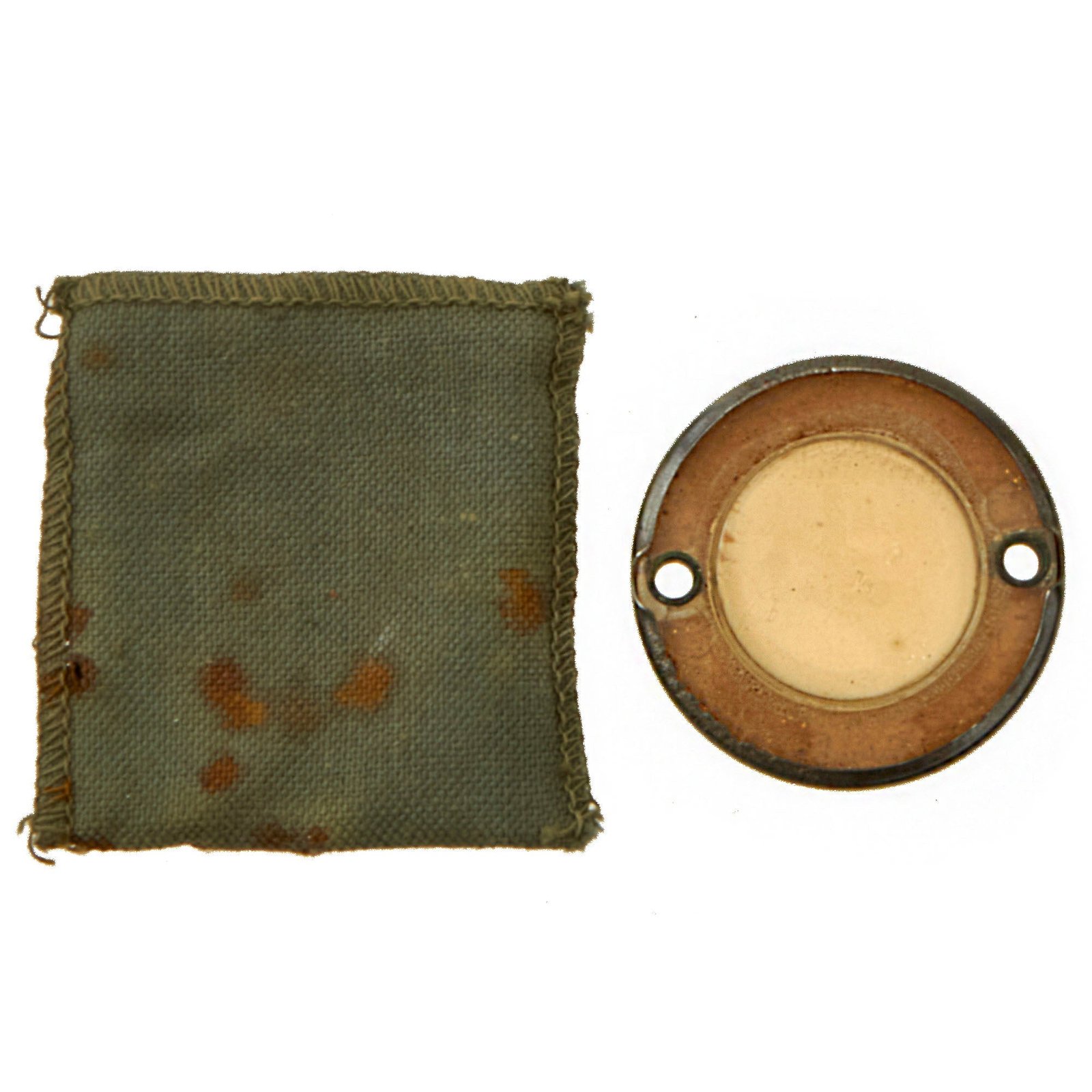 Buy Original U.S. WWII Paratrooper D-Day Normandy Invasion Clip On Luminous Disc Helmet Marker with Original Pouch | Original Firearms Antique For Sale