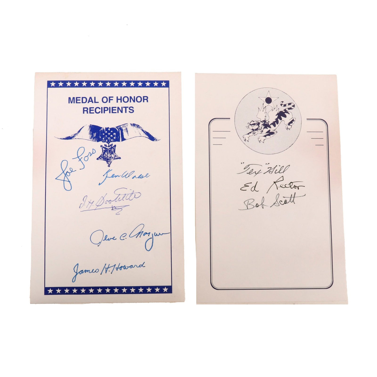 Buy Original U.S. WWII Flying Tigers & Medal of Honor Recipient Autographs - 8 Signatures Total | Original Firearms Antique For Sale