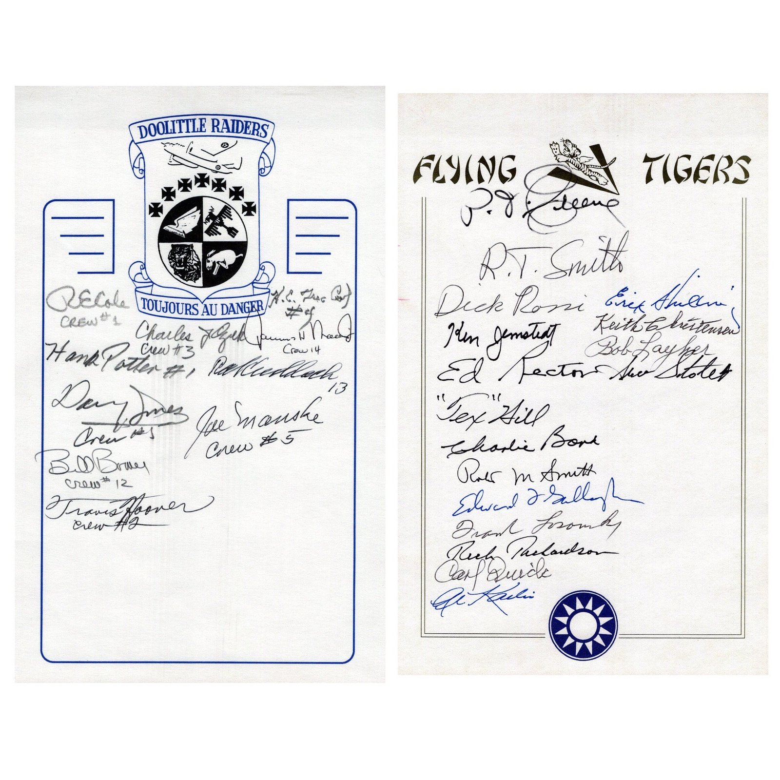 Buy Original U.S. WWII Flying Tigers & Doolittle Raiders Autographs - 27 Signatures Total | Original Firearms Antique For Sale