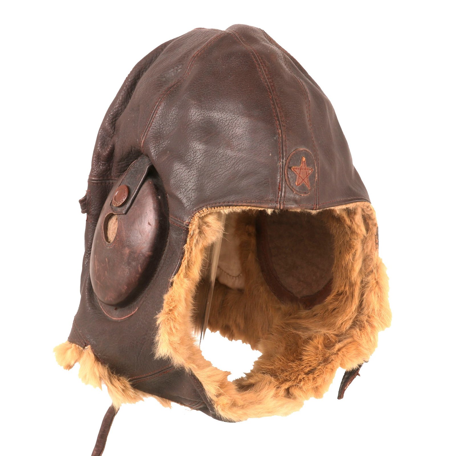 Buy Original Japanese WWII Imperial Japanese Army Air Service Fur Lined Leather Flight Helmet with Avionics | Original Firearms Antique For Sale