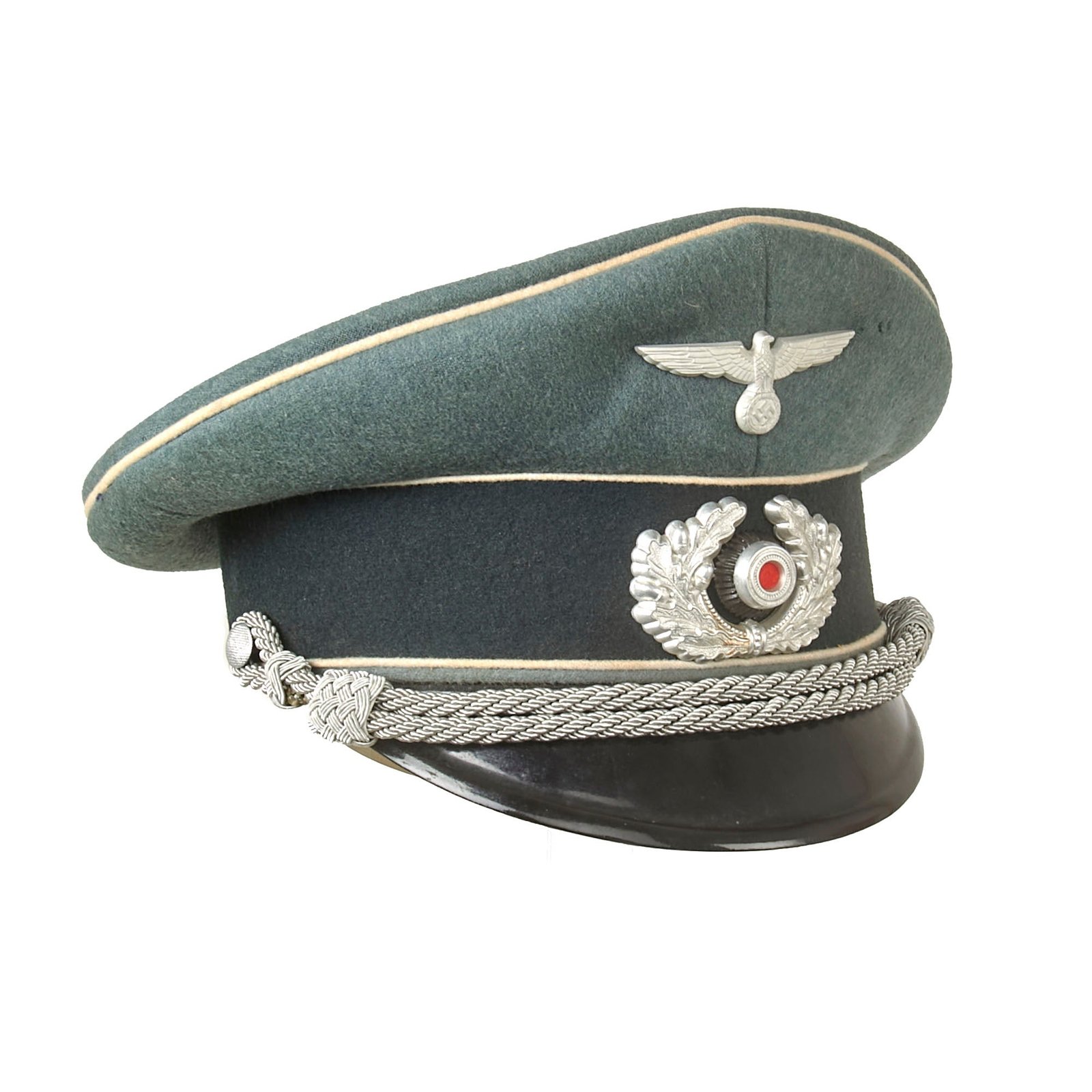 Buy Original German WWII Named M.G. Unit Marked Heer Army Infantry Officer Schirmmütze Visor Cap by EREL - Double Marked | Original Firearms Antique For Sale