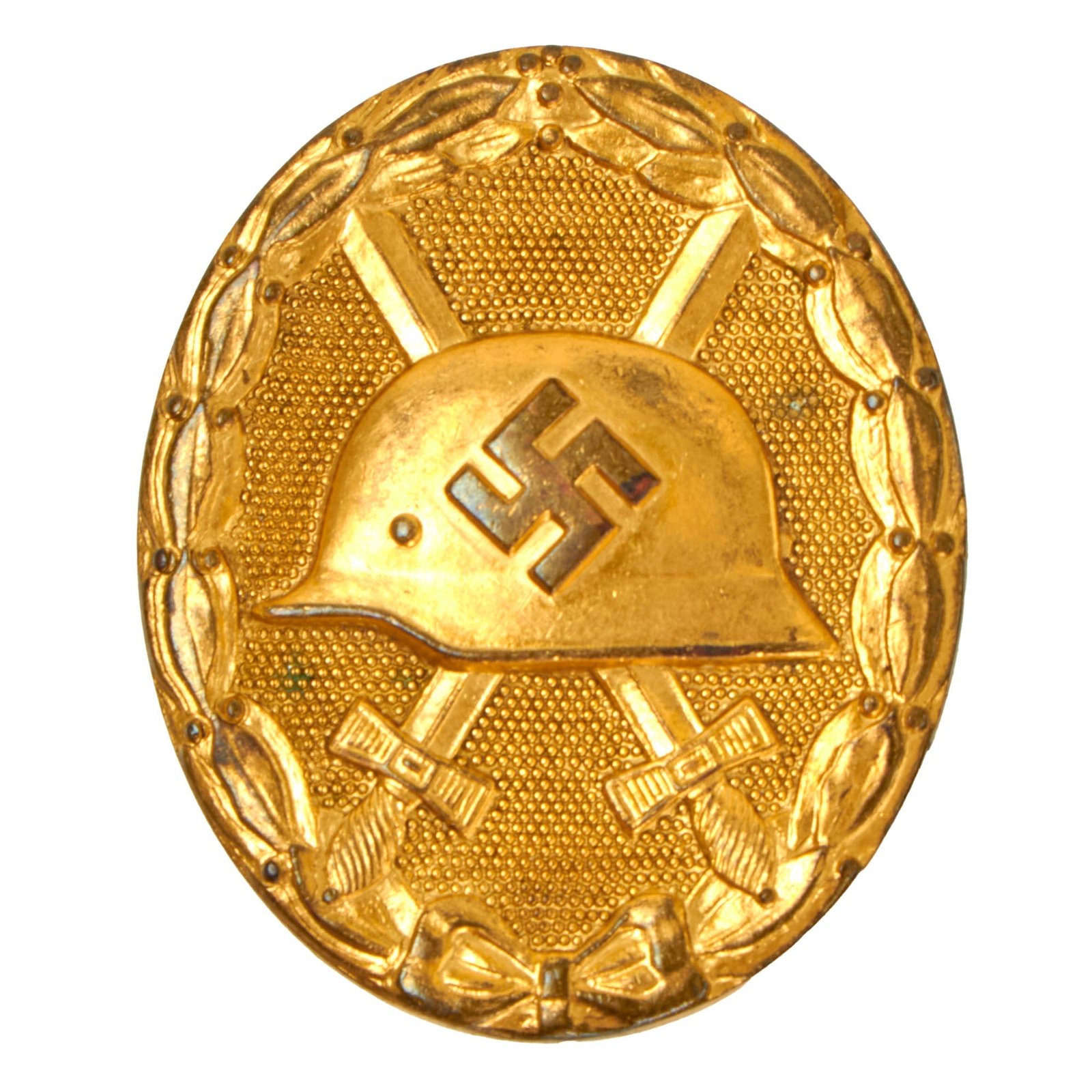 Buy Original German WWII Excellent Early Brass Construction First Class Gold Wound Badge by Main Mint of Vienna | Original Firearms Antique For Sale