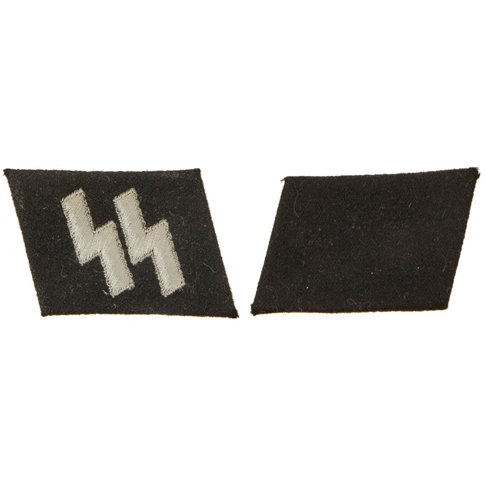 Buy Original German WWII Unissued SS-Schütze Enlisted Collar Tab Set - Double Sig Rune and Blank - Schutzstaffel | Original Firearms Antique For Sale