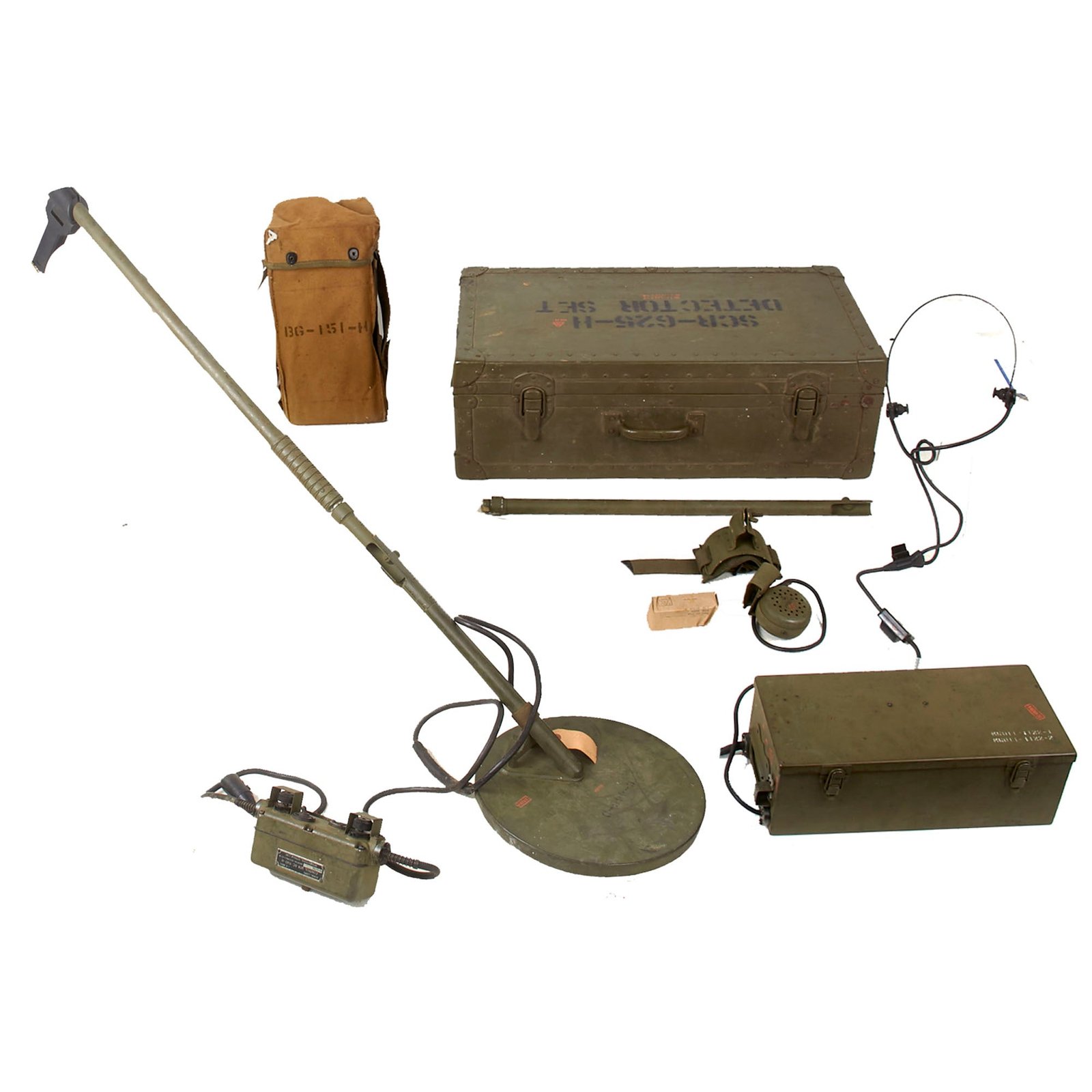 Buy Original U.S. WWII 1945 Dated SCR 625-H Mine Detector - Converted from SCR 625-C - Post War Depot Markings | Original Firearms Antique For Sale