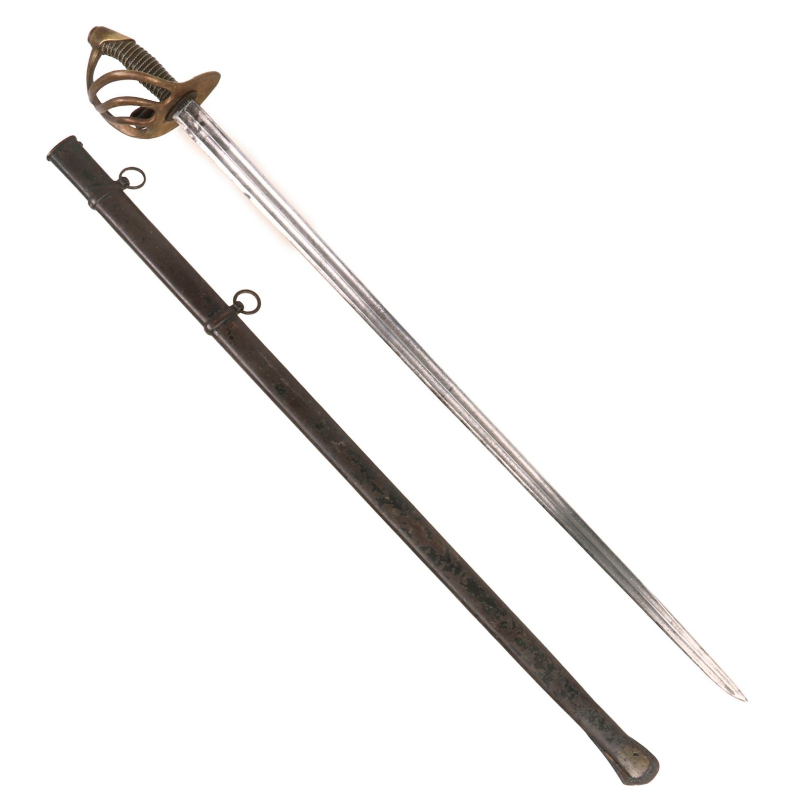 Buy Original Imperial Russian Crimean War M1826 Cuirassier Trooper's Sword with Scabbard & Leather Finger Loop | Original Firearms Antique For Sale