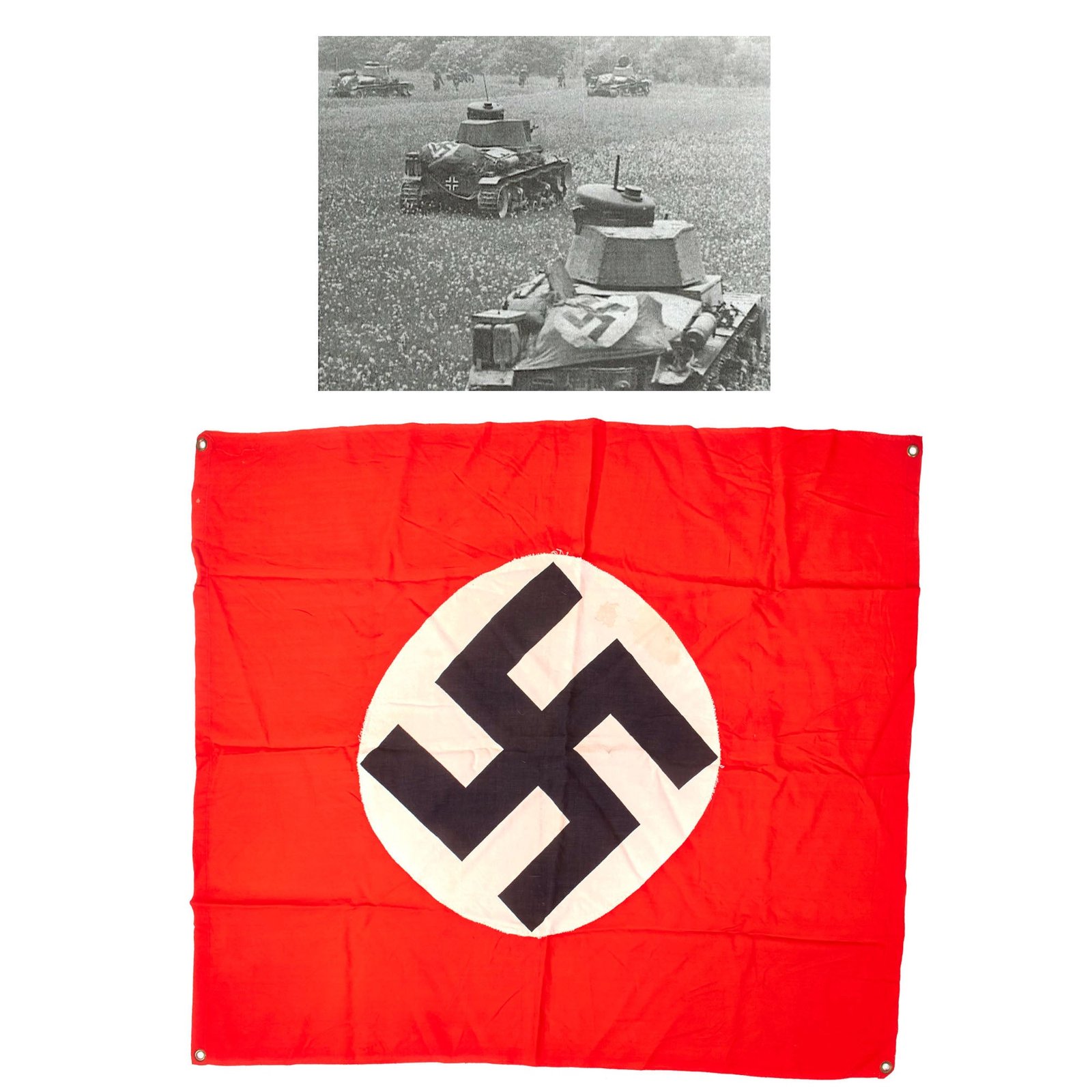 Original German WWII Panzer Tank and Vehicle Identification Flag - 30" x 35"