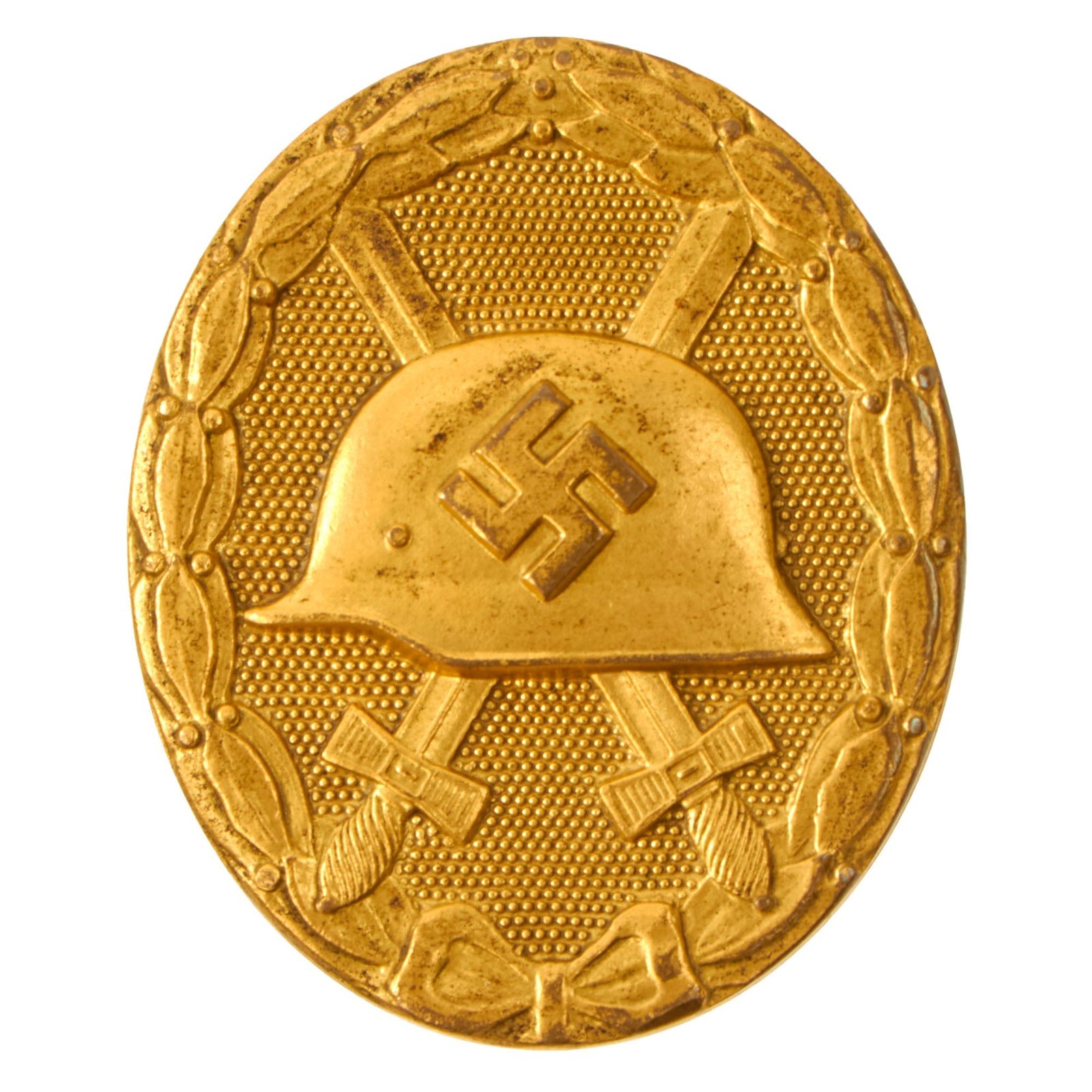 Buy Original German WWII Excellent Early Brass Construction First Class Gold Wound Badge - Unmarked Solid Back | Original Firearms Antique For Sale
