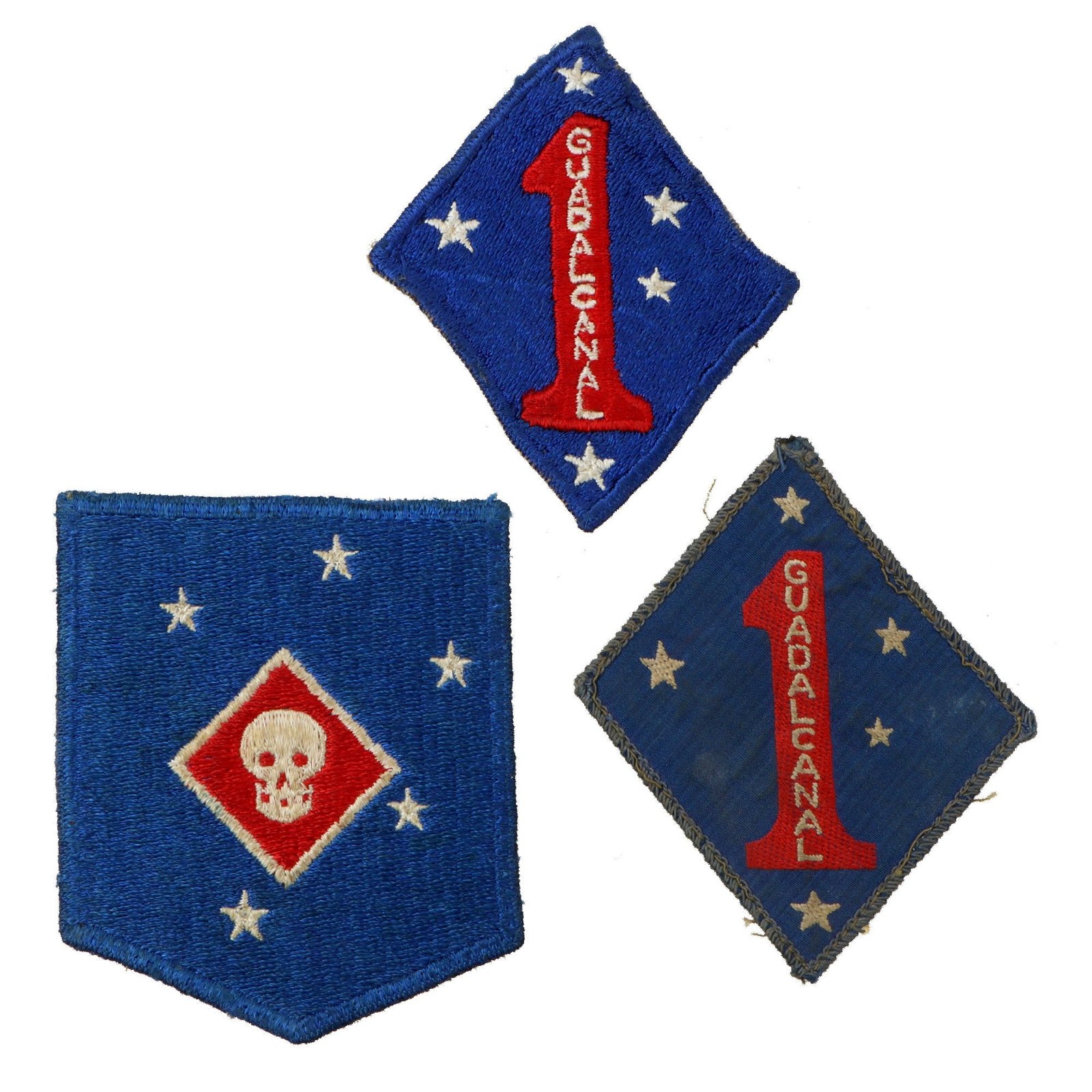 Original U.S. WWII USMC Marine Patch Lot with Australian-Made 1st Marine Division Patch - 3 Total
