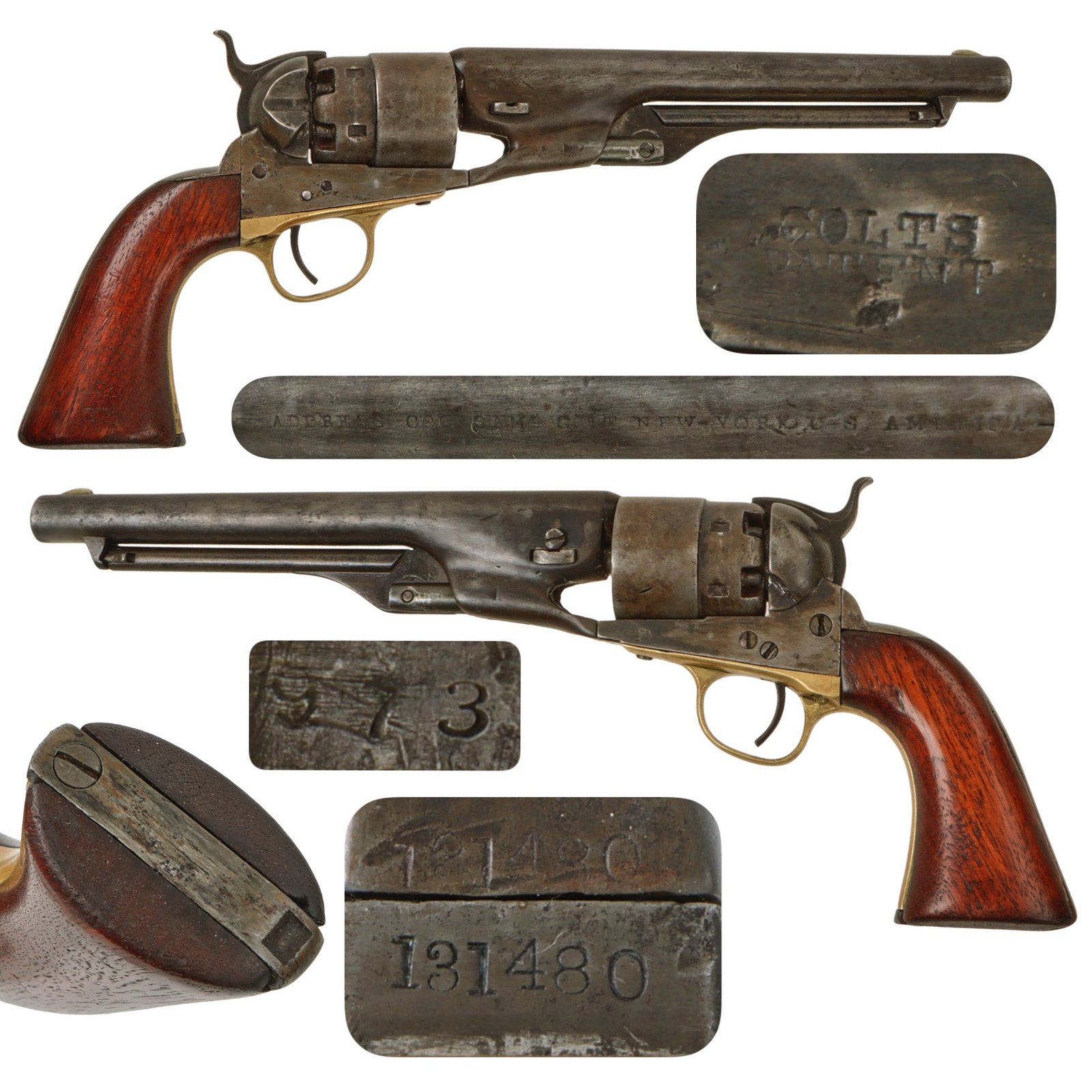 Original U.S. Civil War Colt Model 1860 Army .44cal Percussion Revolver made in 1863 - Serial 131480