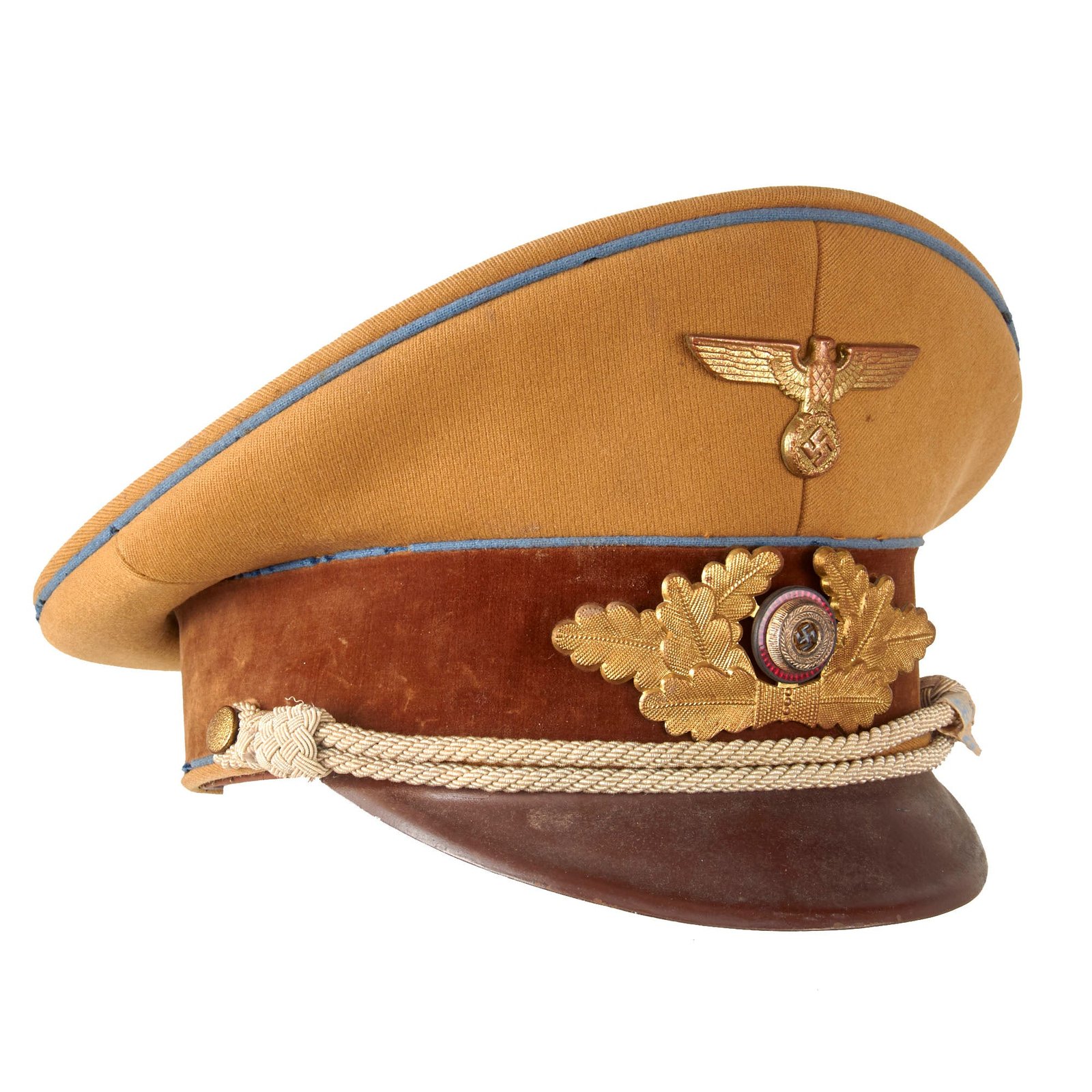 Original German WWII NSDAP Ortsgruppe Local Group Level Political Leader's Visor Cap with RZM Tag - Replaced Chinstrap