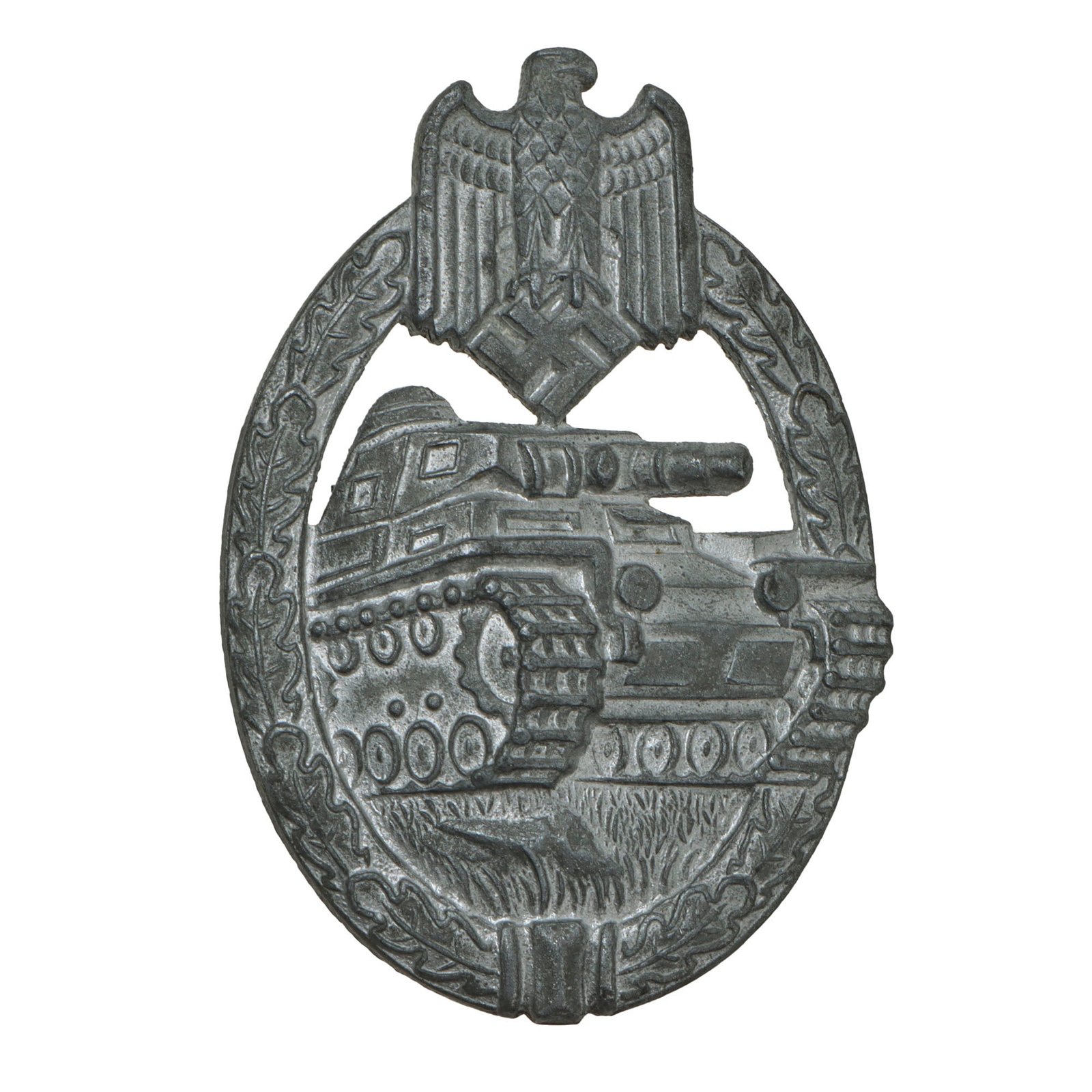 Original German WWII Silver Grade Panzer Assault Tank Badge by Karl Wurster of Markneukirchen
