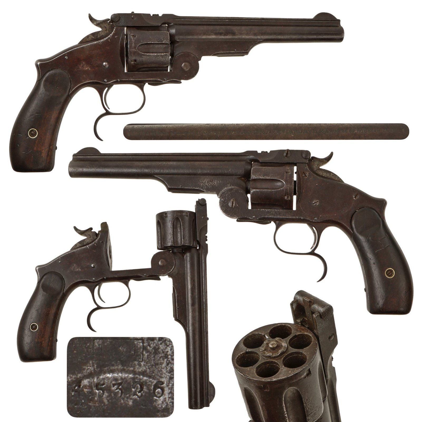 Original U.S. Smith & Wesson Russian Third Model No. 3 Revolver Dated 1874 with Walnut Grips - Serial 45326