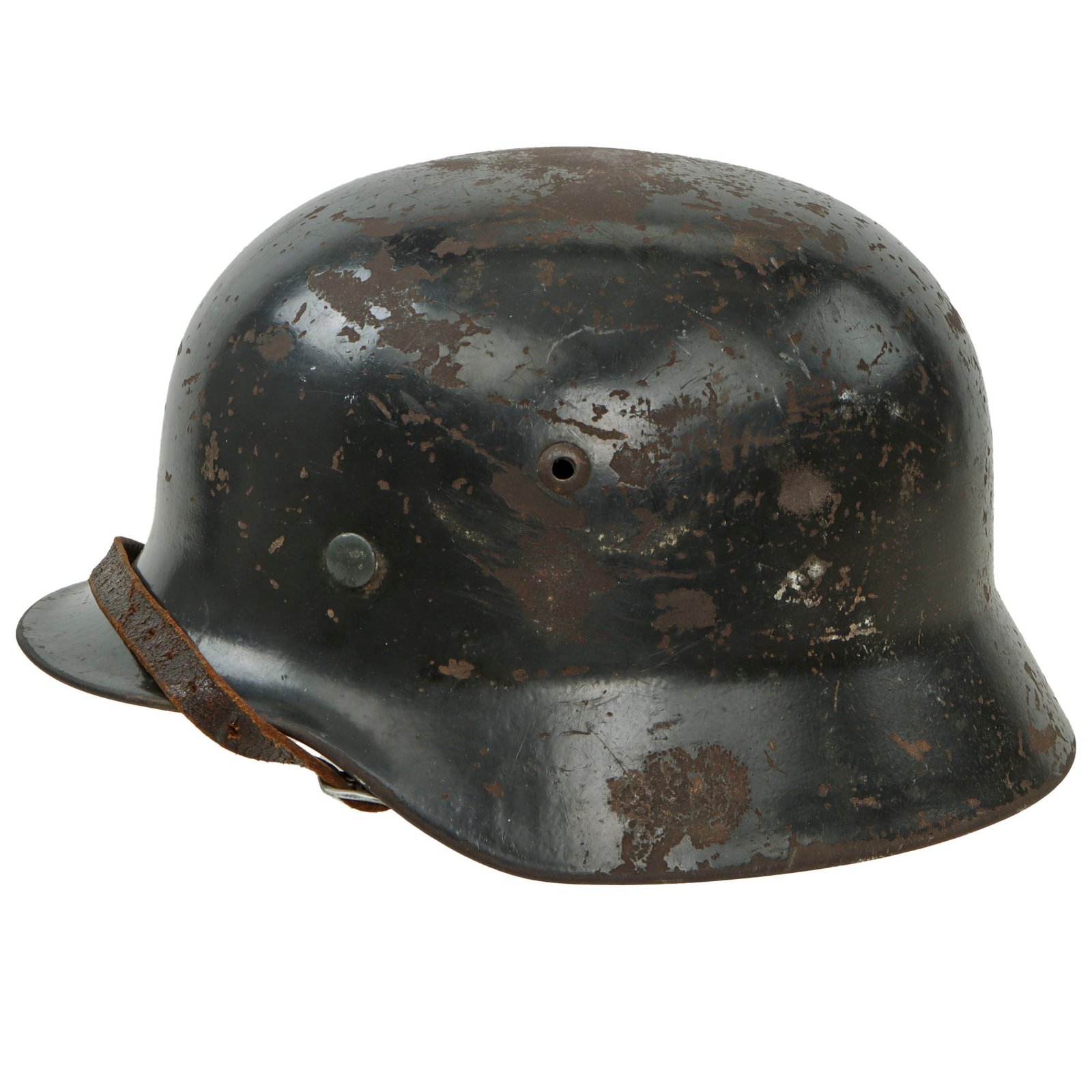 Original German WWII Luftwaffe M35 Sanitized Double Decal Steel Helmet with 1938 Dated 56cm Liner and Chinstrap - stamped Q64