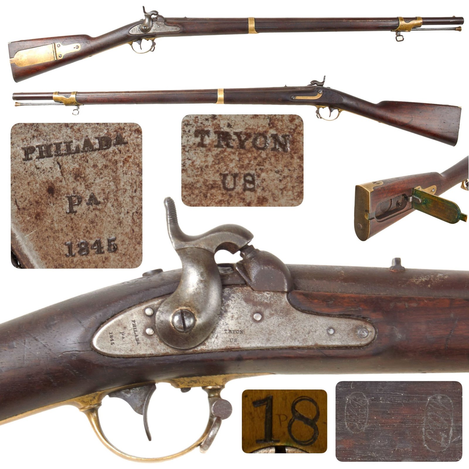 Original U.S. Civil War M1841 Mississippi Rifle by Tryon Converted to 18 Bore Fowling Piece - dated 1845