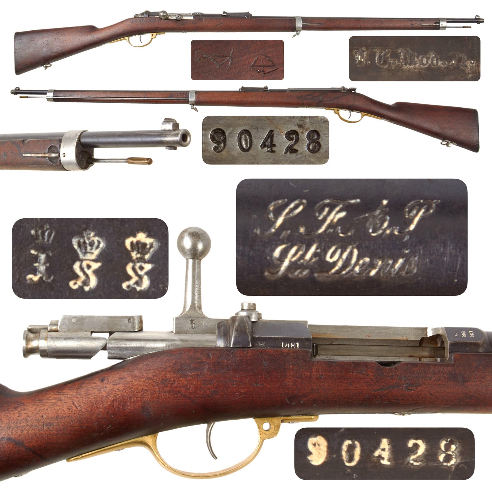 Original German Mauser Mod. 71 Converted in France to Uruguay Daudeteau / Dovitis Rifle dated 1881 - Serial 90428