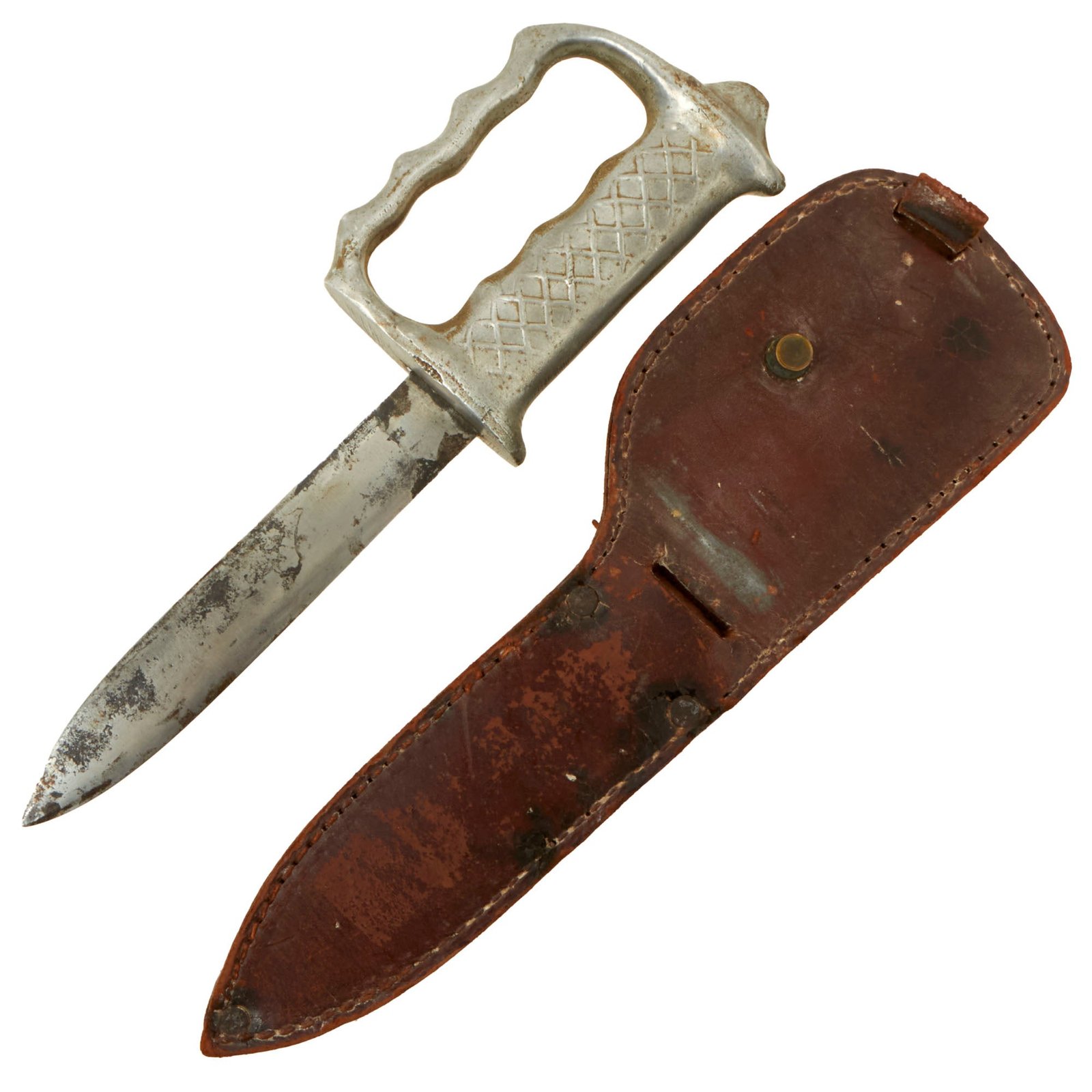 Buy Original Australian WWII New Zealand Unmarked Commando Fighting Knuckle Knife With Original Sheath | Original Firearms Antique For Sale
