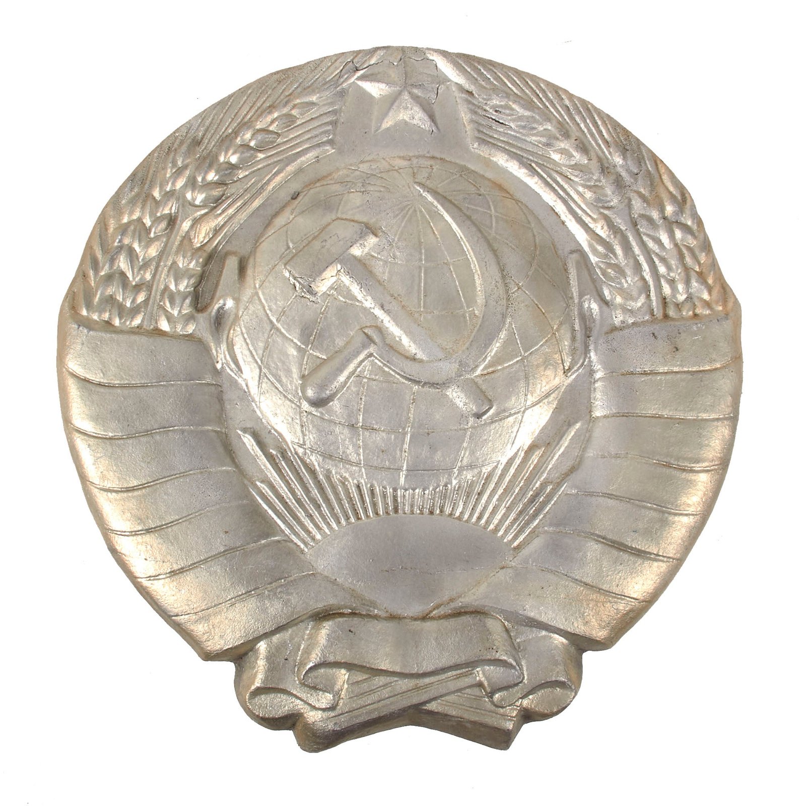 Buy Original Soviet Cold War Era Cast Coat of Arms Sign Wall Plaque - 16 x 16 ½” | Original Firearms Antique For Sale