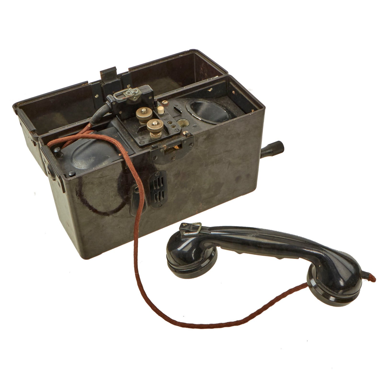 Buy Original German WWII Wehrmacht Model FF33 Field Telephone by HELIOWATT - Dated 1940 - Feldfernsprecher 33 | Original Firearms Antique For Sale