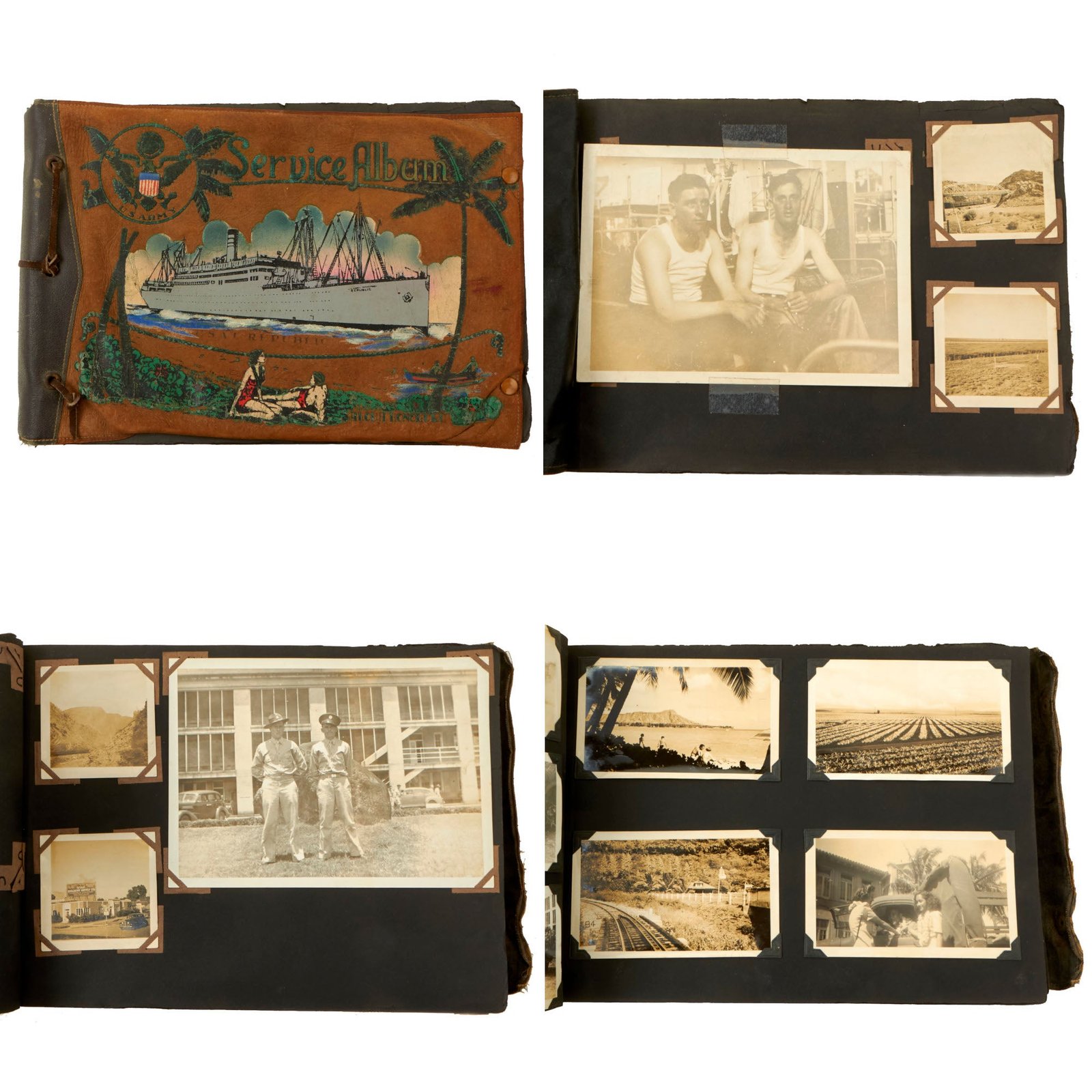 Buy Original U.S. Pre-WWII Large Hawaii Pearl Harbor Photo Album with 368 Photographs of Soldiers & Vehicles | Original Firearms Antique For Sale