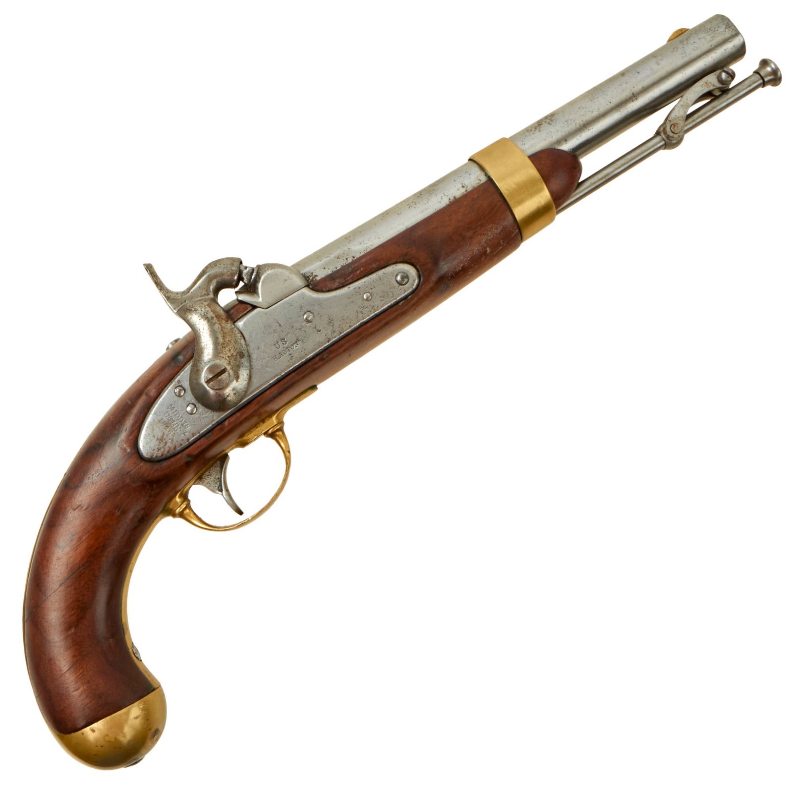Buy Original U.S. Civil War Era M-1842 Percussion Cavalry Pistol by H. Aston & Co. - dated 1846 | Original Firearms Antique For Sale
