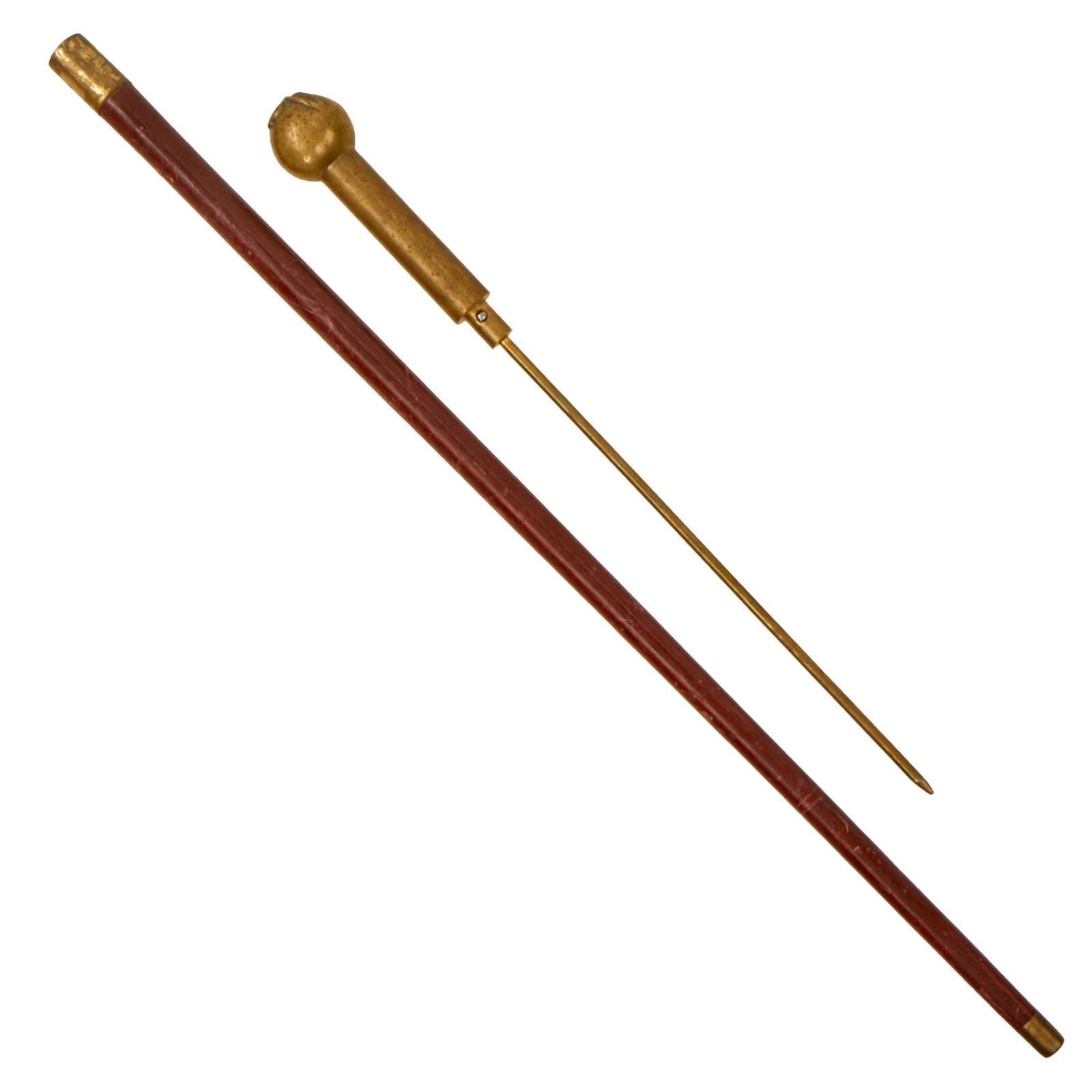 Buy Original British WWII Royal Air Force RAF Officer’s Swagger Stick Sword / Spike Cane with Heavy Brass Handle - 26½” | Original Firearms Antique For Sale