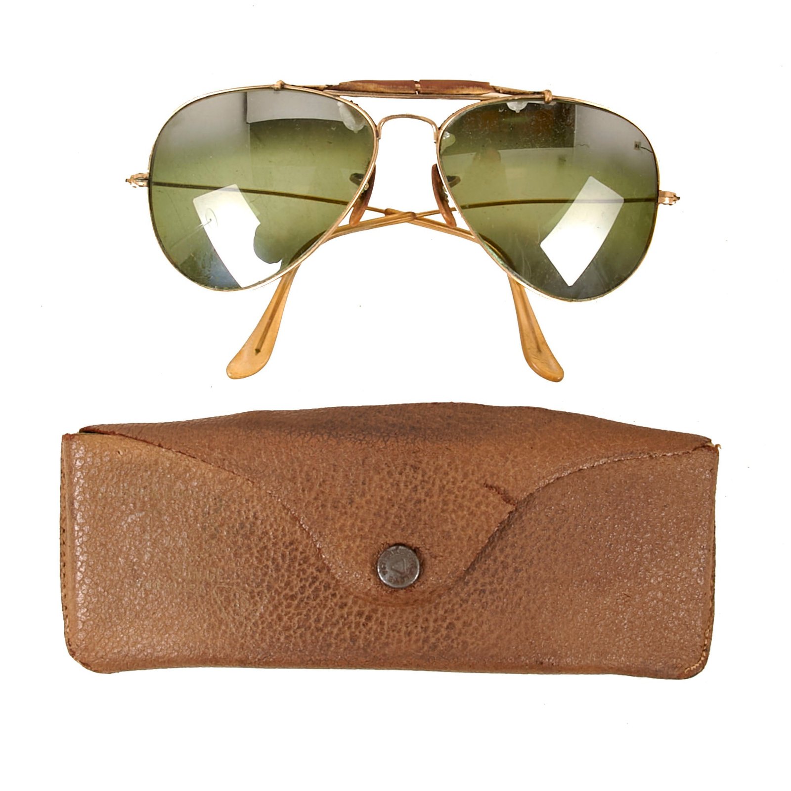 Buy Original WWII USAAF Private-Purchase Aviator Sunglasses with Leather Case by Bausch & Lomb | Original Firearms Antique For Sale
