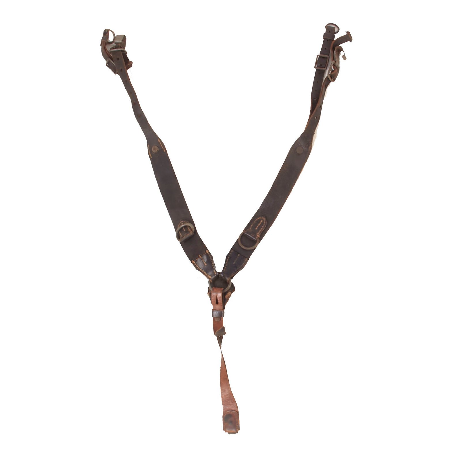 Buy Original German WWII Army Leather Combat Suspender Y Straps with Faint RBNr Number Marking | Original Firearms Antique For Sale