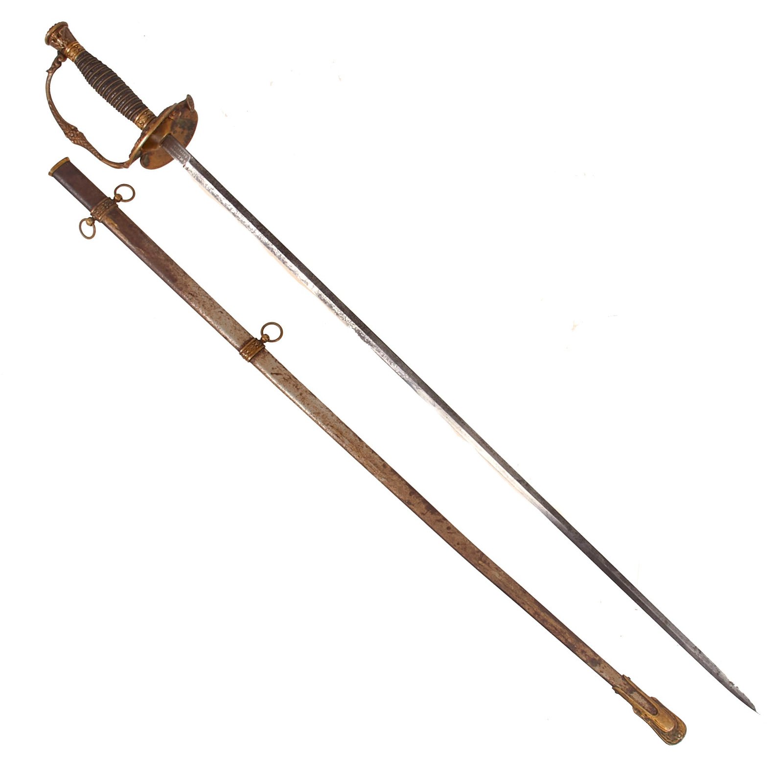 Buy Original U.S. Indian Wars Era Model 1860 Army Staff and Field Officer Sword with Etched Blade & Fold Down Guard by G.W. Simmons & Co. of Boston | Original Firearms Antique For Sale